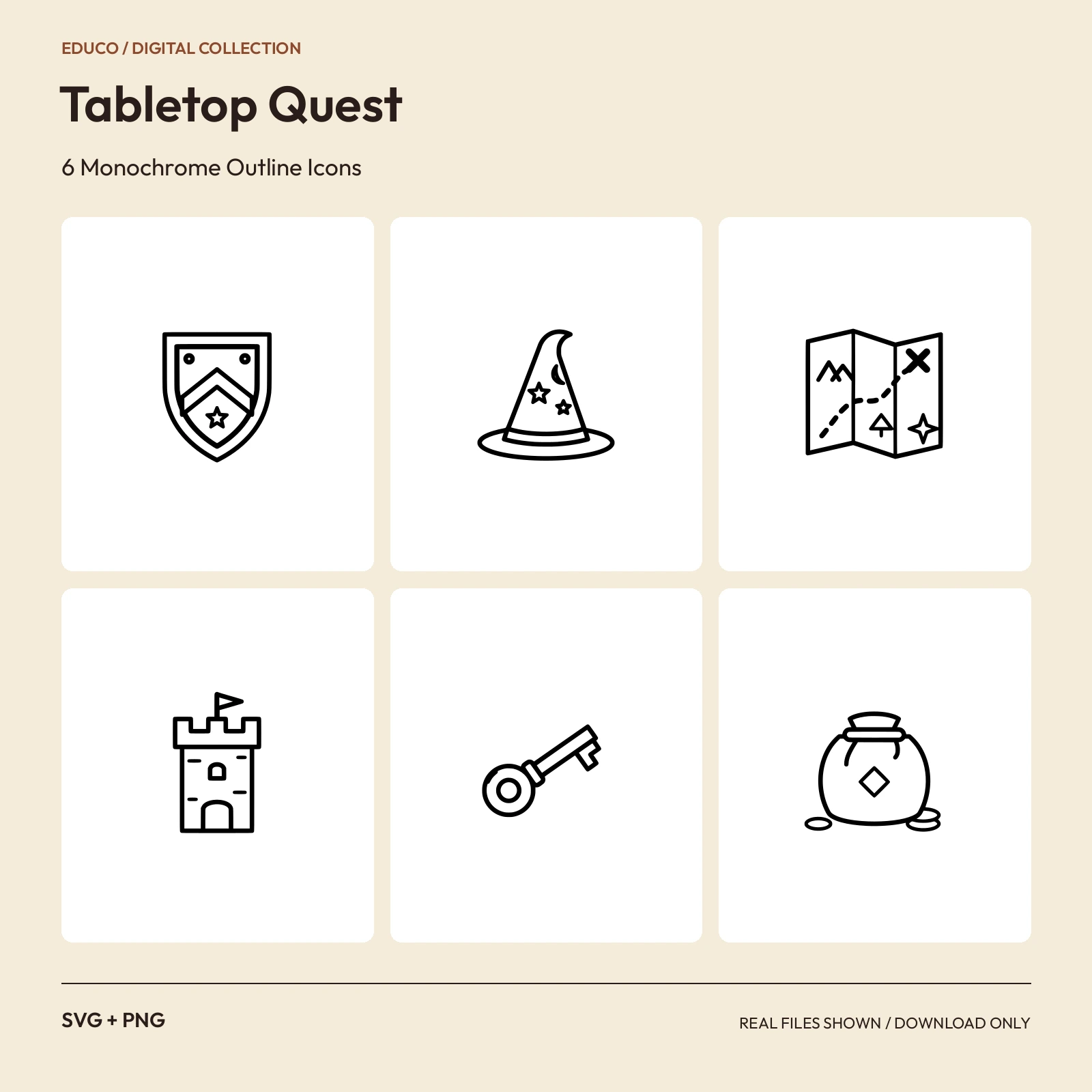 Tabletop Quest - 6 Monochrome Outline Icons preview