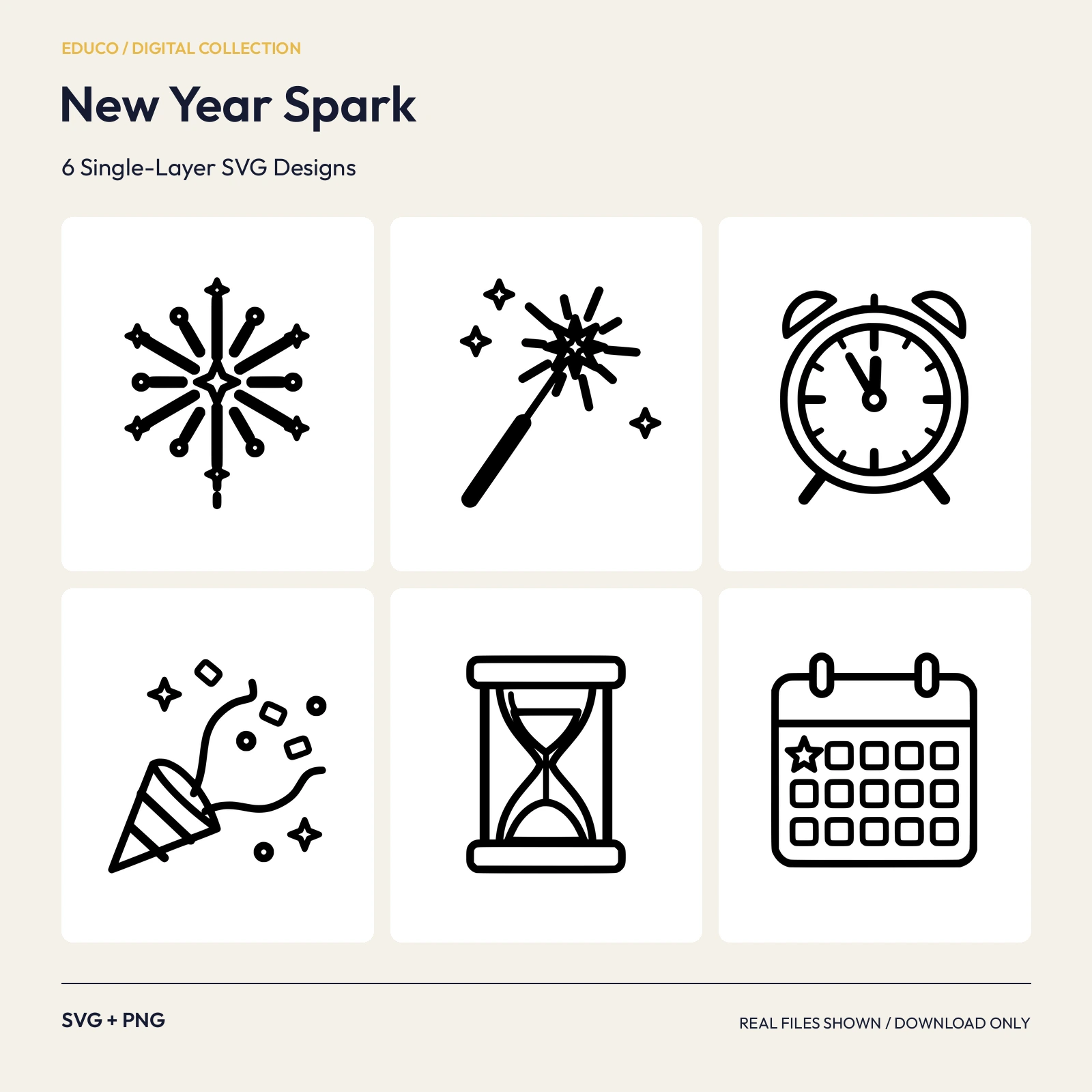 New Year Spark - 6 Single-Layer SVG Designs preview
