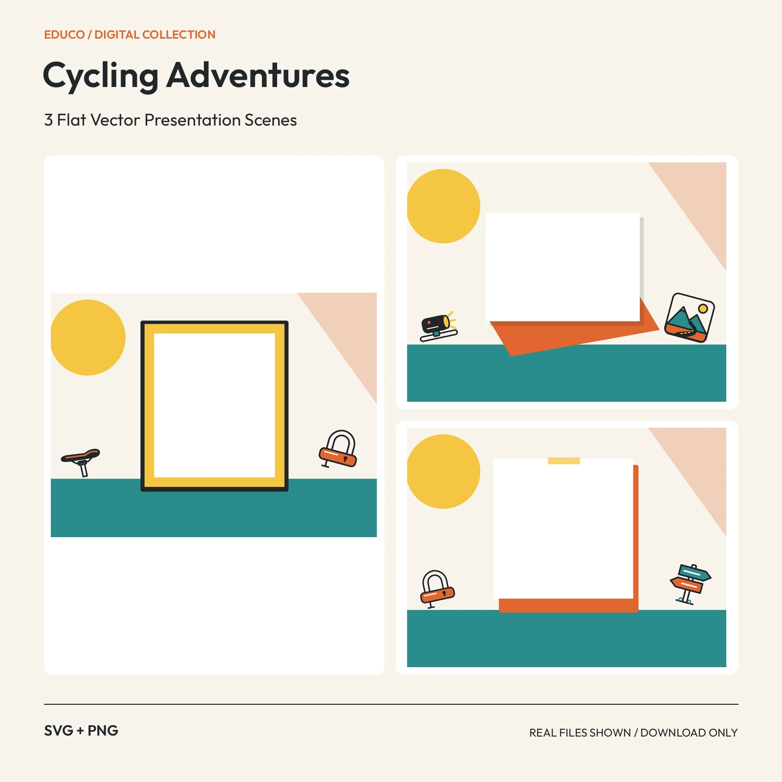 Cycling Adventures - 3 Flat Vector Presentation Scenes preview