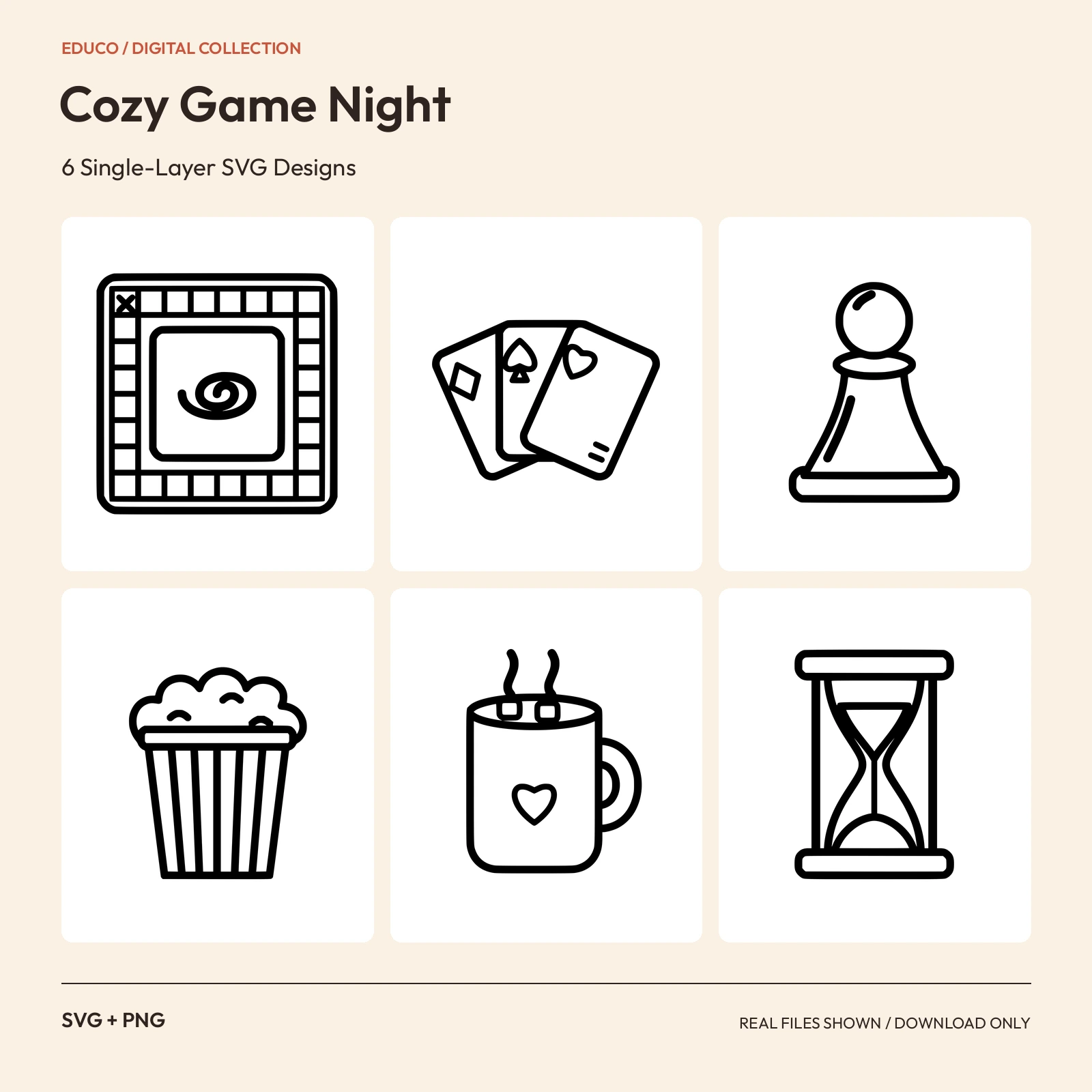 Cozy Game Night - 6 Single-Layer SVG Designs preview
