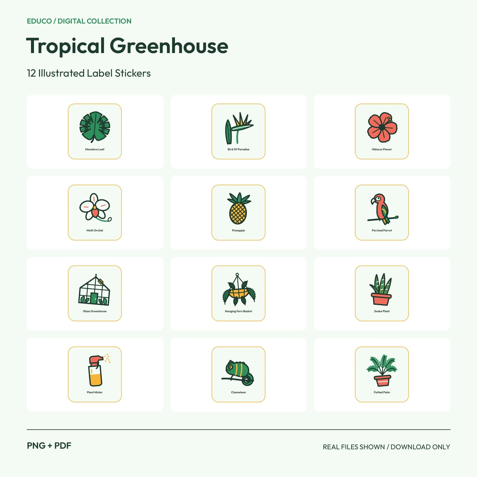 Tropical Greenhouse - 12 Illustrated Label Stickers preview