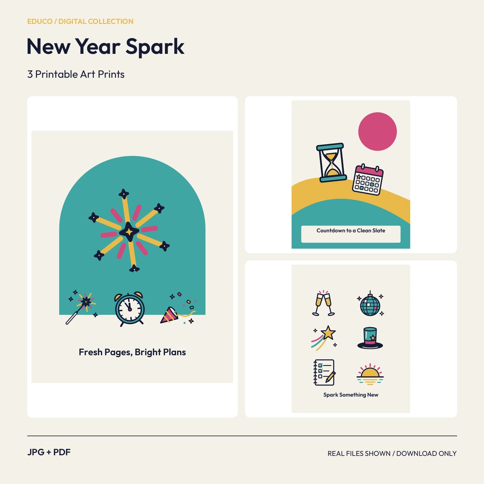 New Year Spark - 3 Printable Art Prints preview
