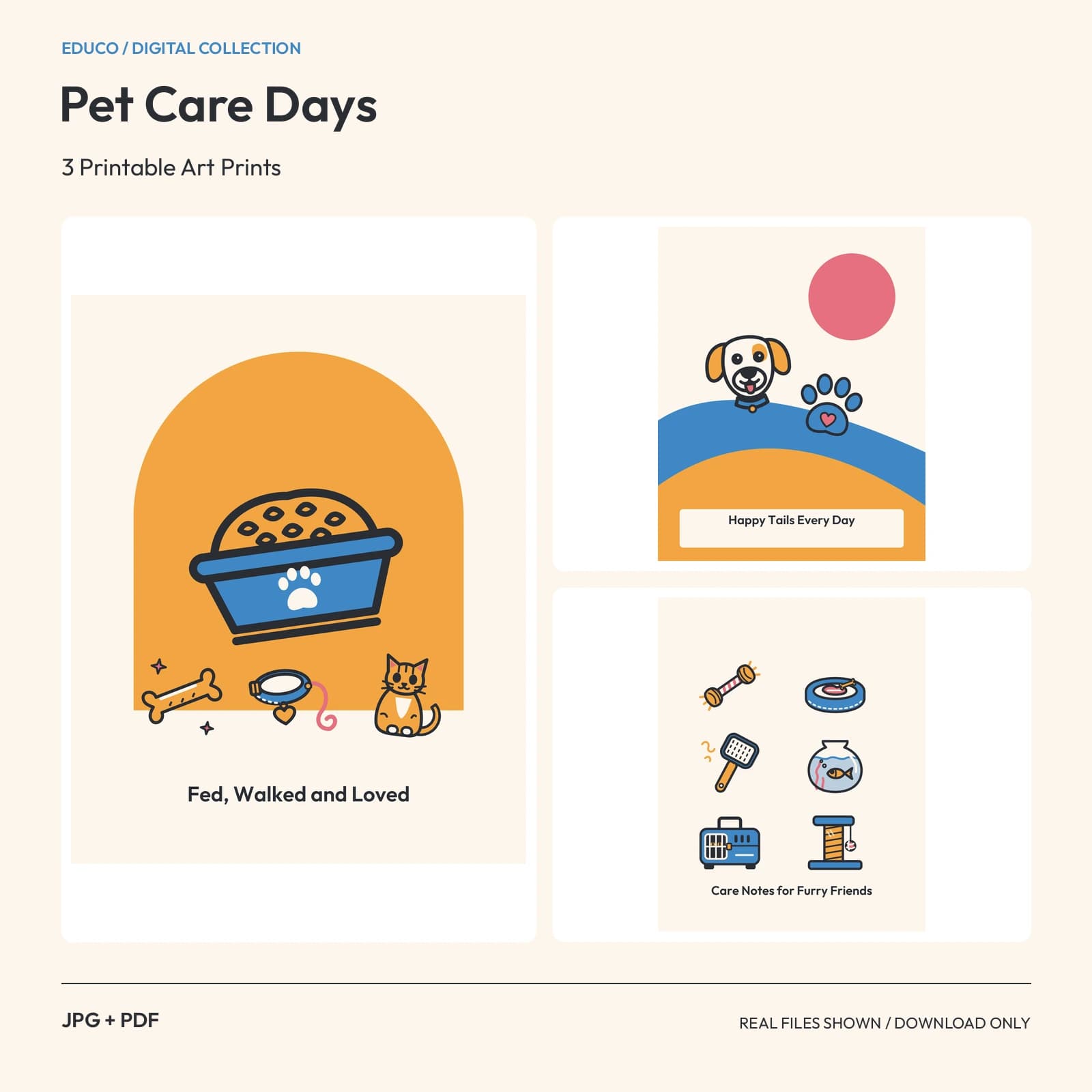 Pet Care Days - 3 Printable Art Prints preview
