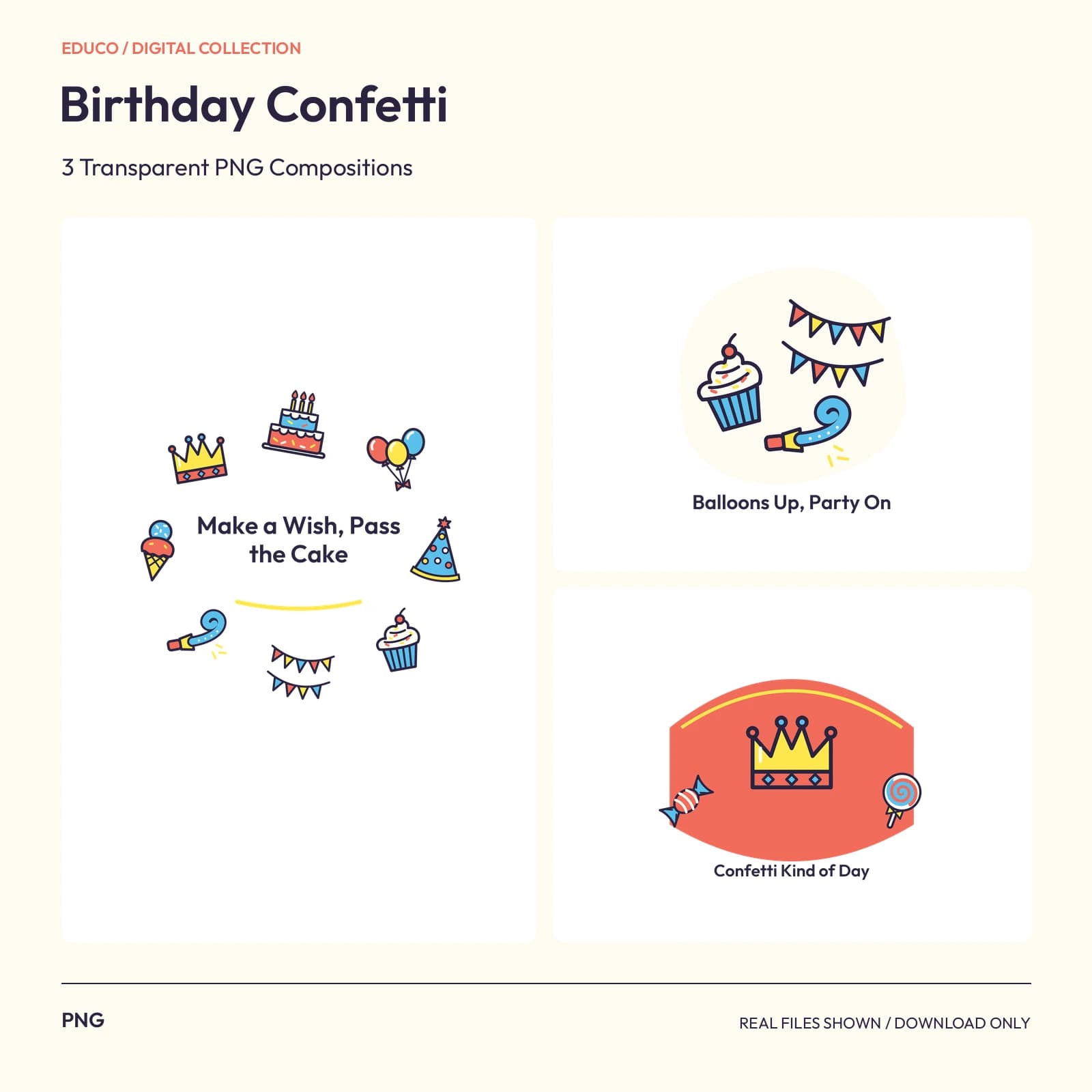Birthday Confetti - 3 Transparent PNG Compositions preview