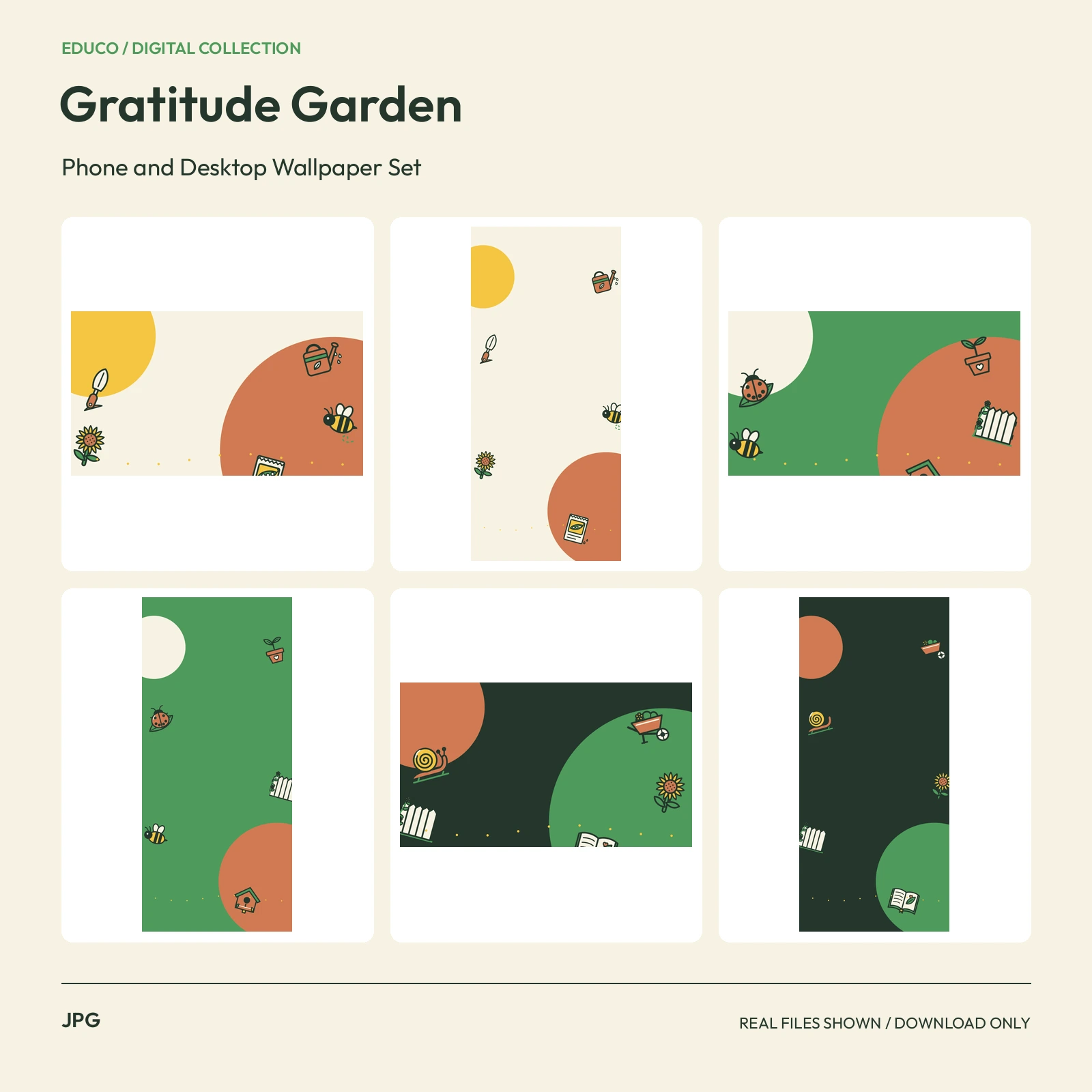 Gratitude Garden - Phone and Desktop Wallpaper Set preview