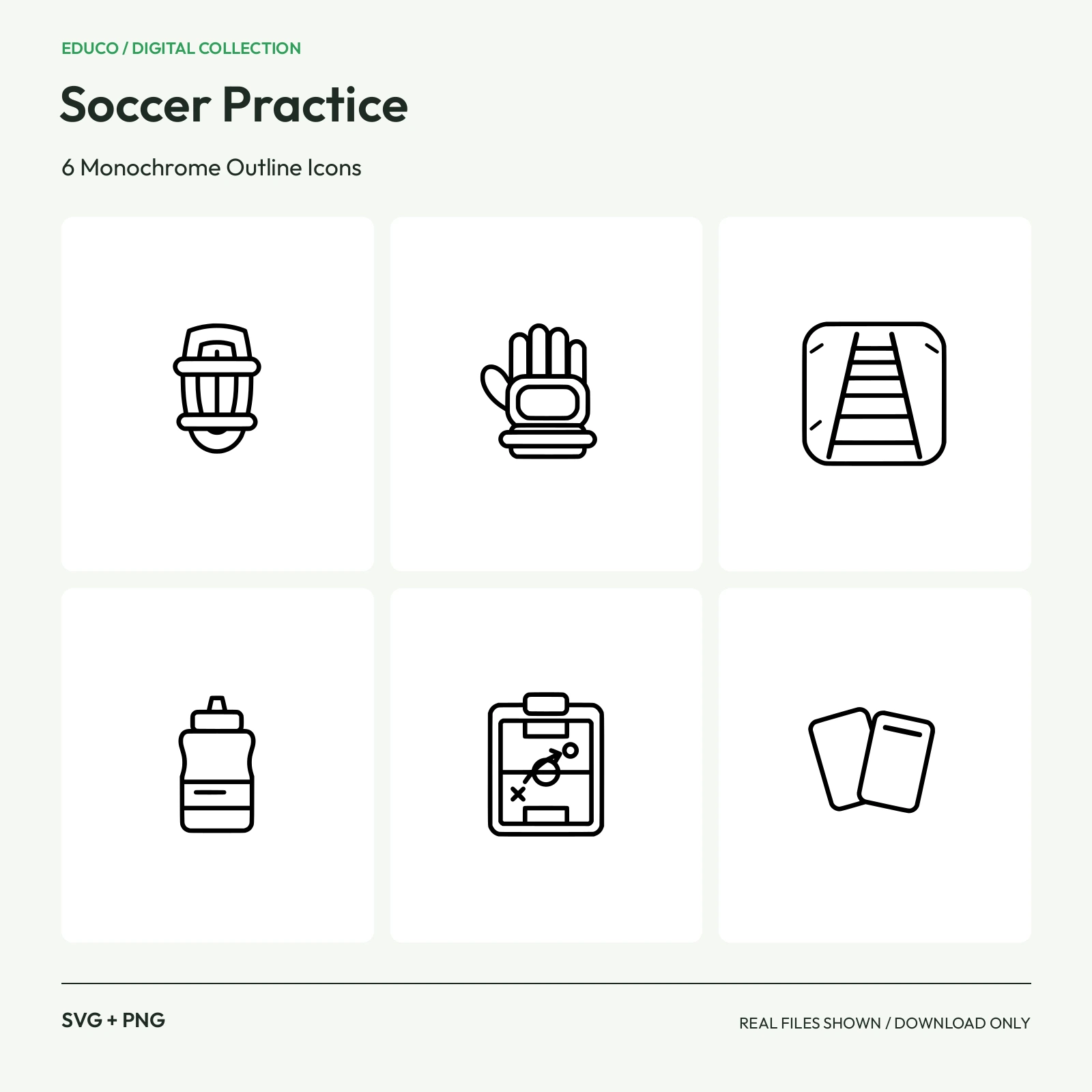 Soccer Practice - 6 Monochrome Outline Icons preview