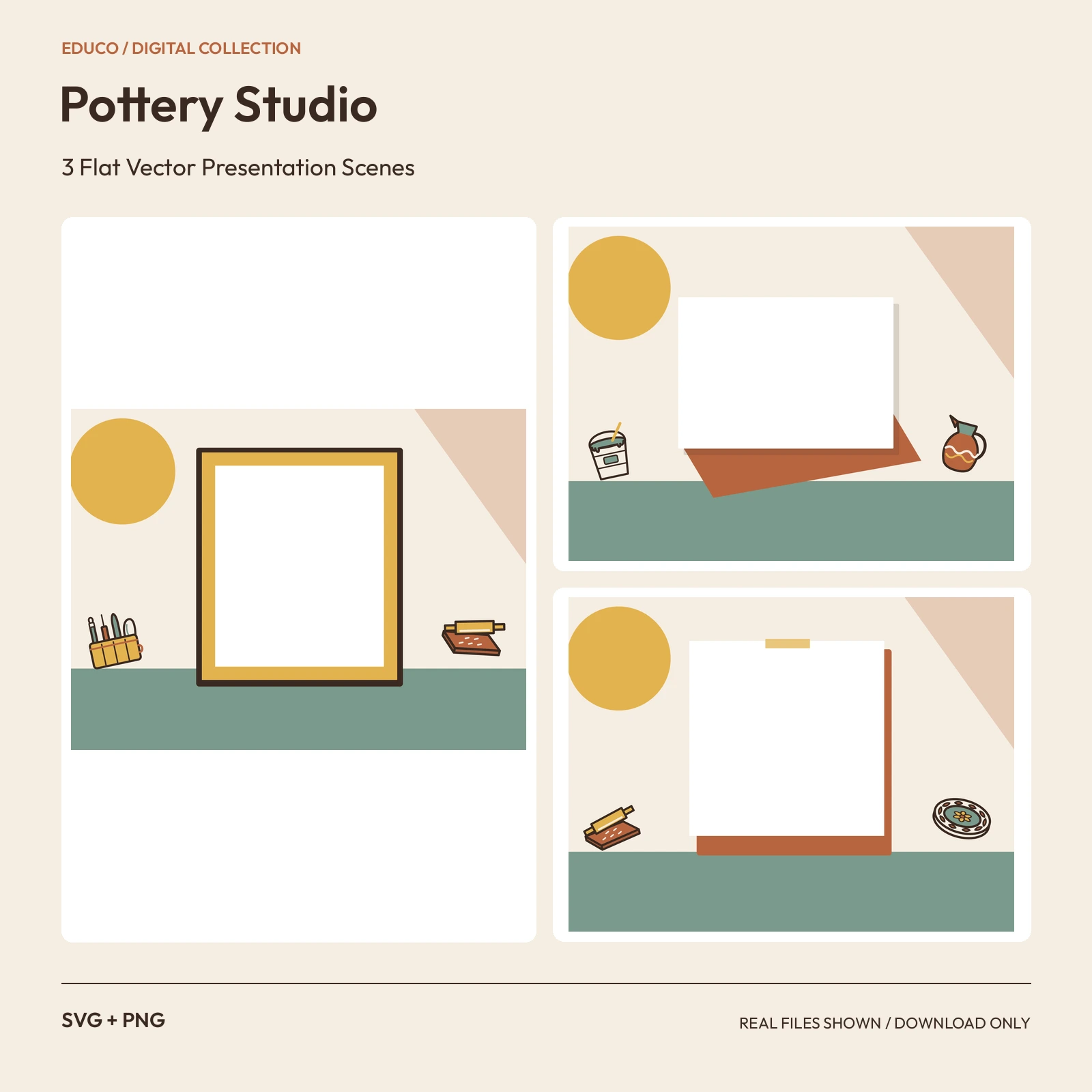 Pottery Studio - 3 Flat Vector Presentation Scenes preview