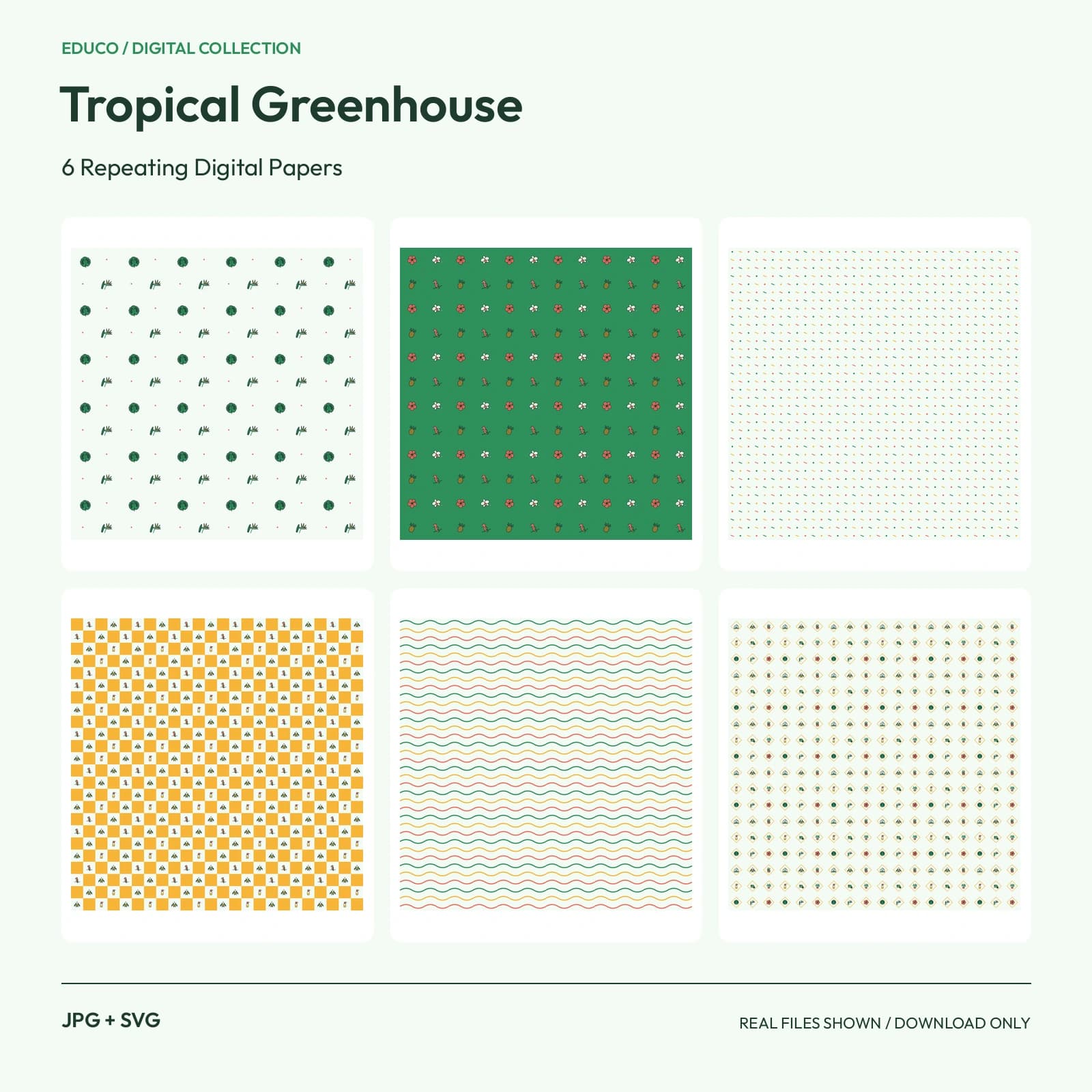Tropical Greenhouse - 6 Repeating Digital Papers preview