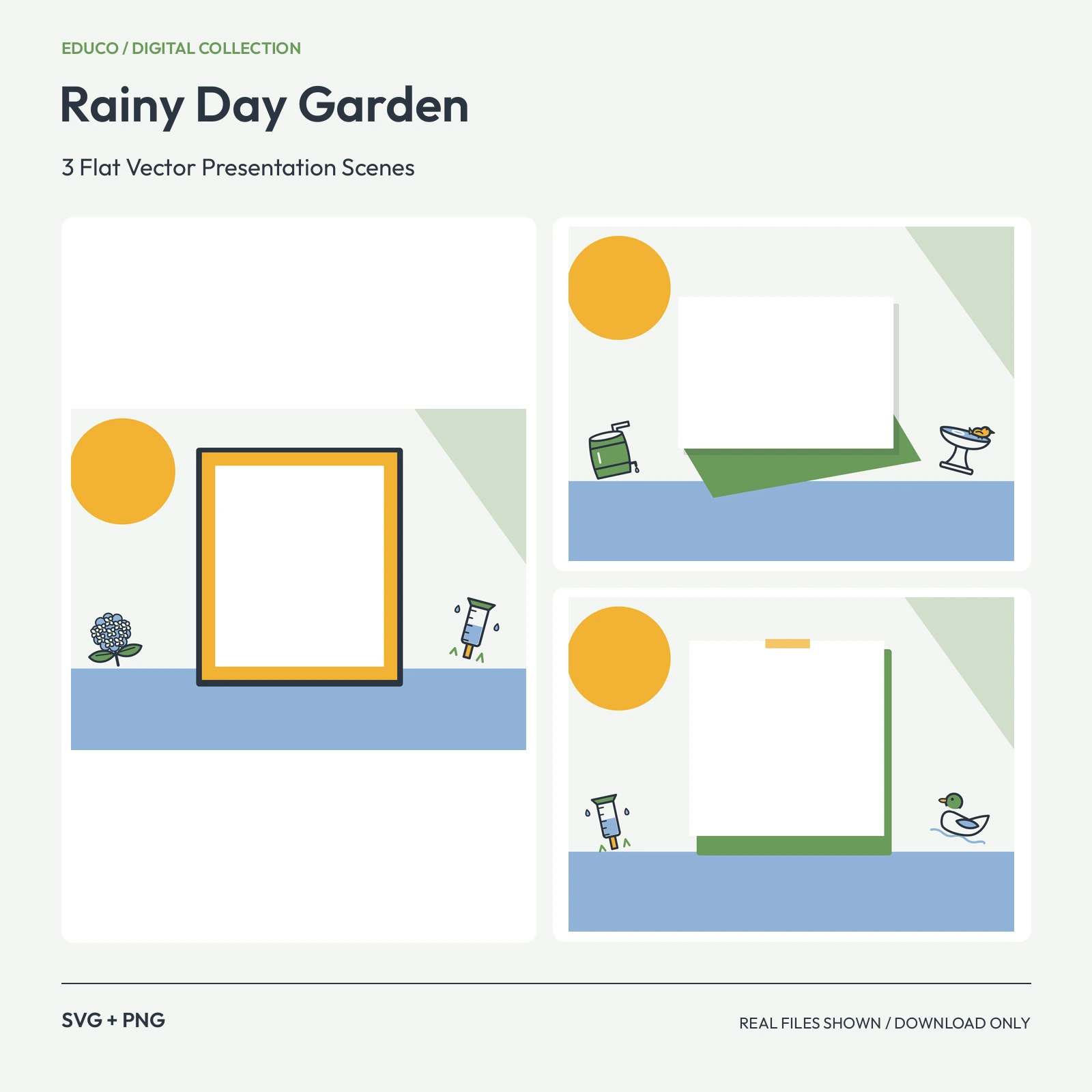 Rainy Day Garden - 3 Flat Vector Presentation Scenes preview