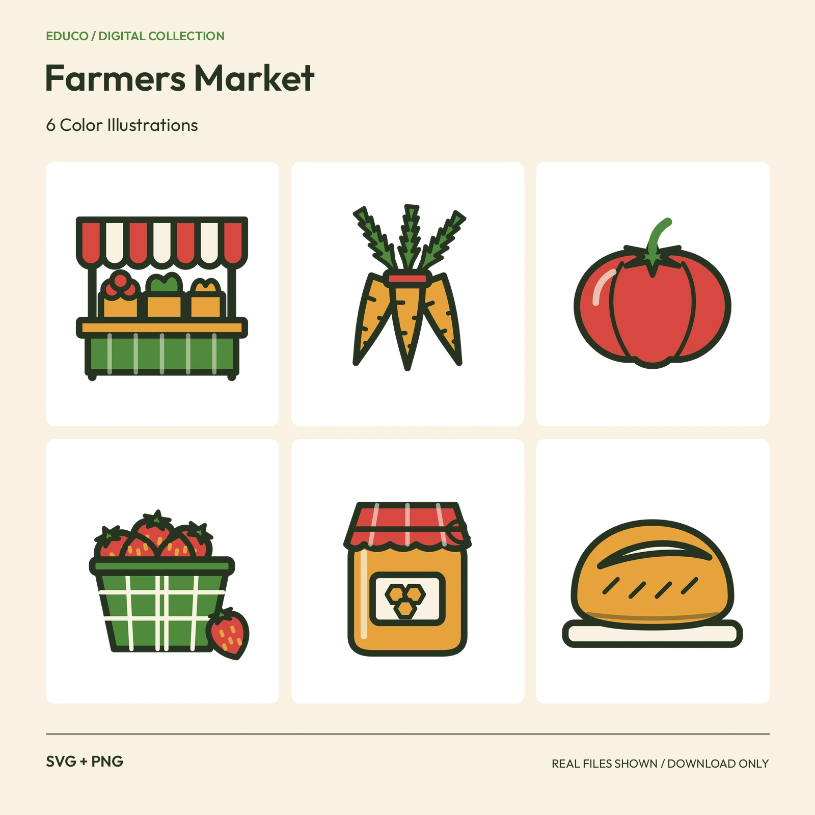 Farmers Market - 6 Color Illustrations preview