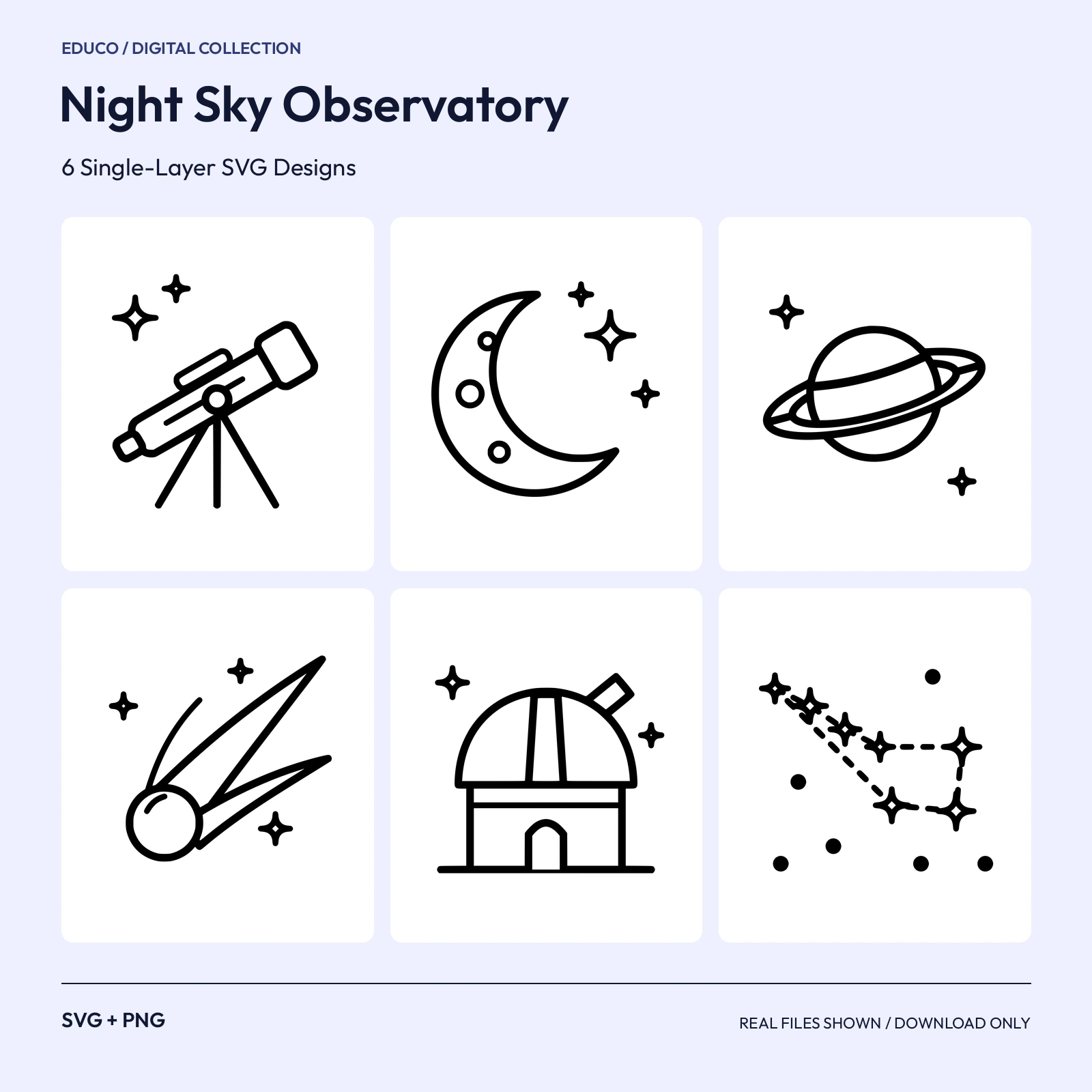 Night Sky Observatory - 6 Single-Layer SVG Designs preview