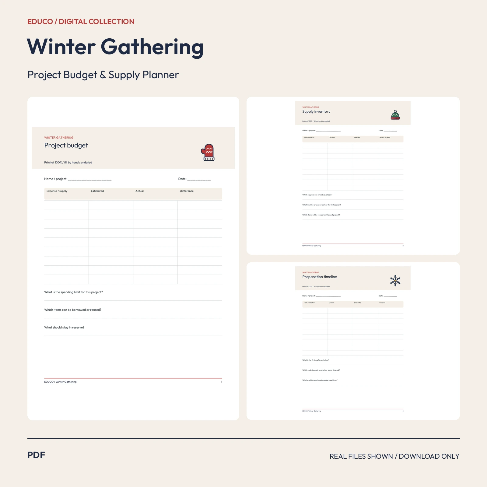 Winter Gathering - Project Budget and Supply Planner preview