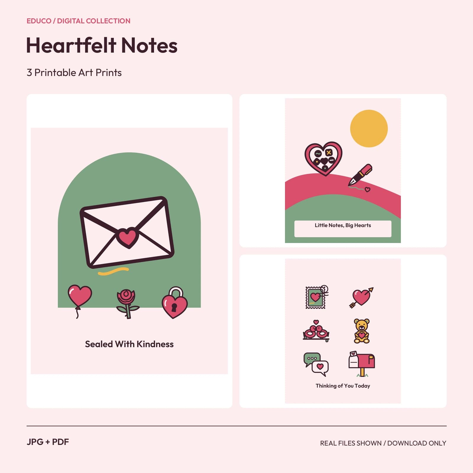 Heartfelt Notes - 3 Printable Art Prints preview