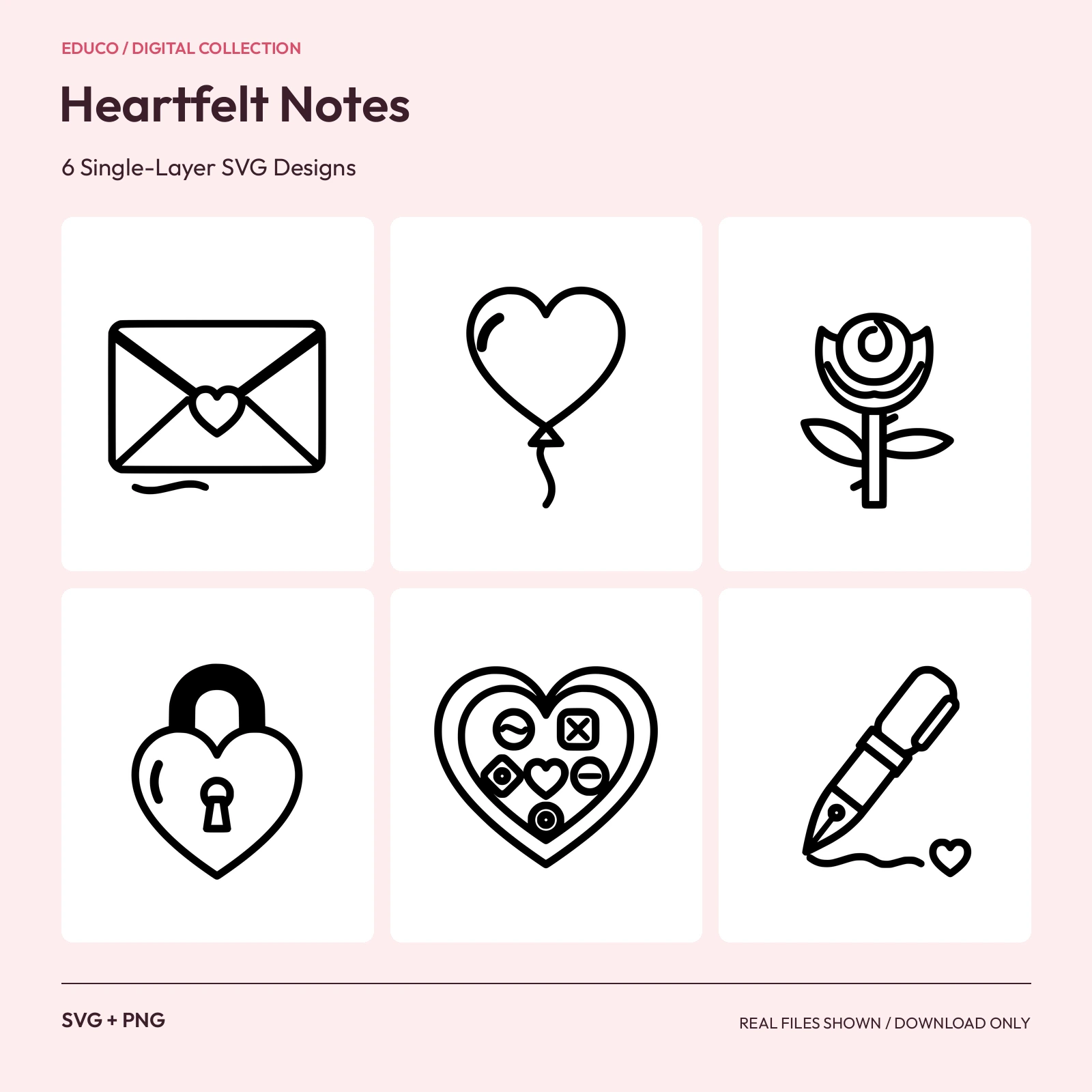 Heartfelt Notes - 6 Single-Layer SVG Designs preview