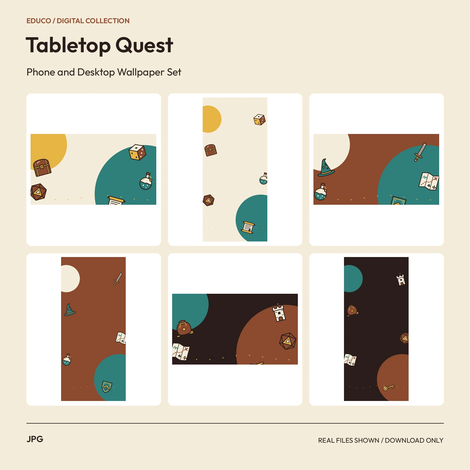 Tabletop Quest - Phone and Desktop Wallpaper Set preview