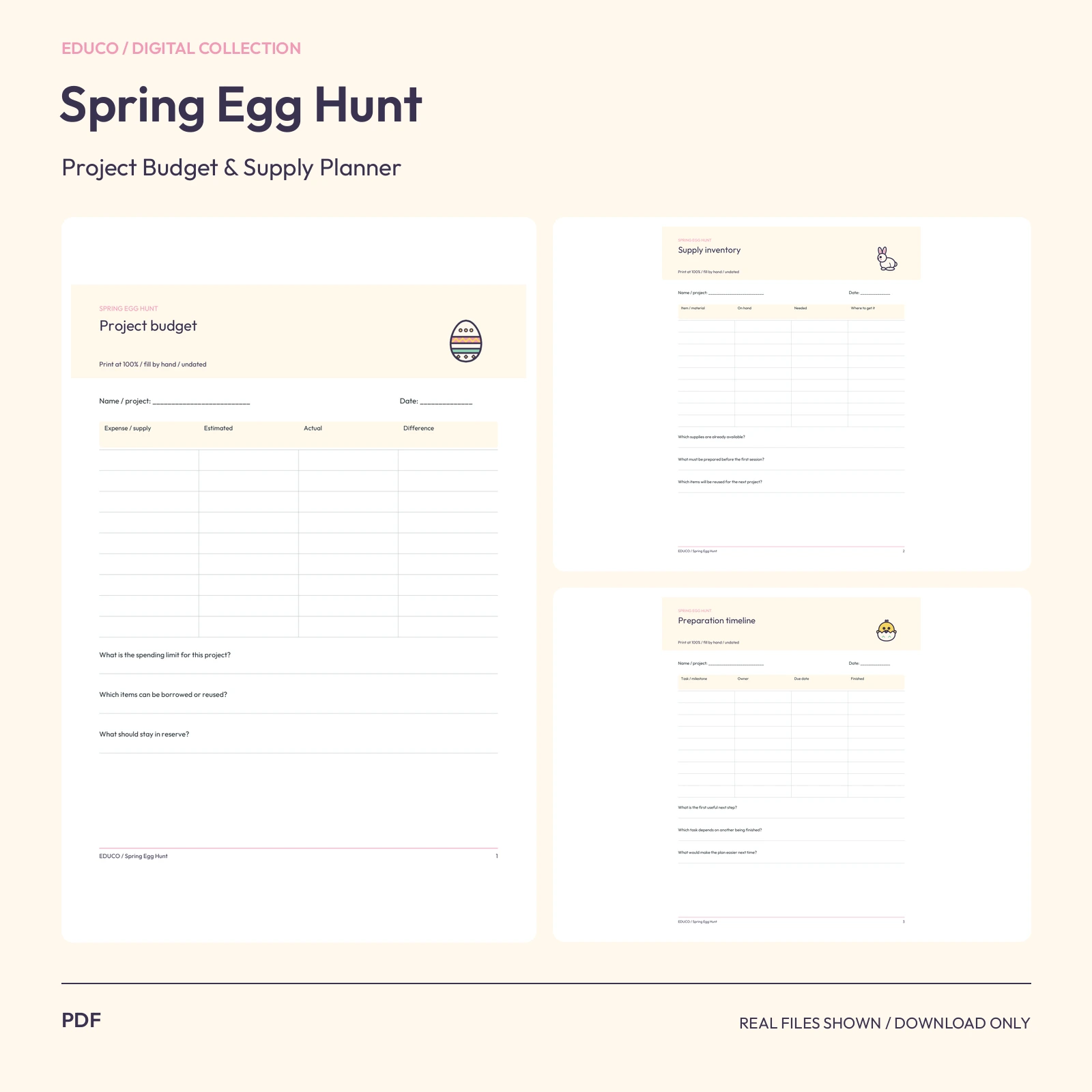 Spring Egg Hunt - Project Budget and Supply Planner preview