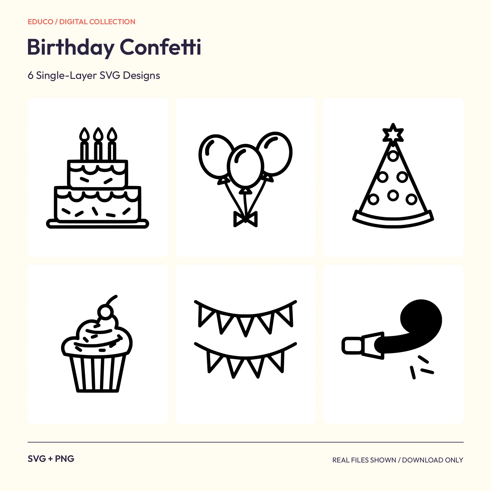 Birthday Confetti - 6 Single-Layer SVG Designs preview
