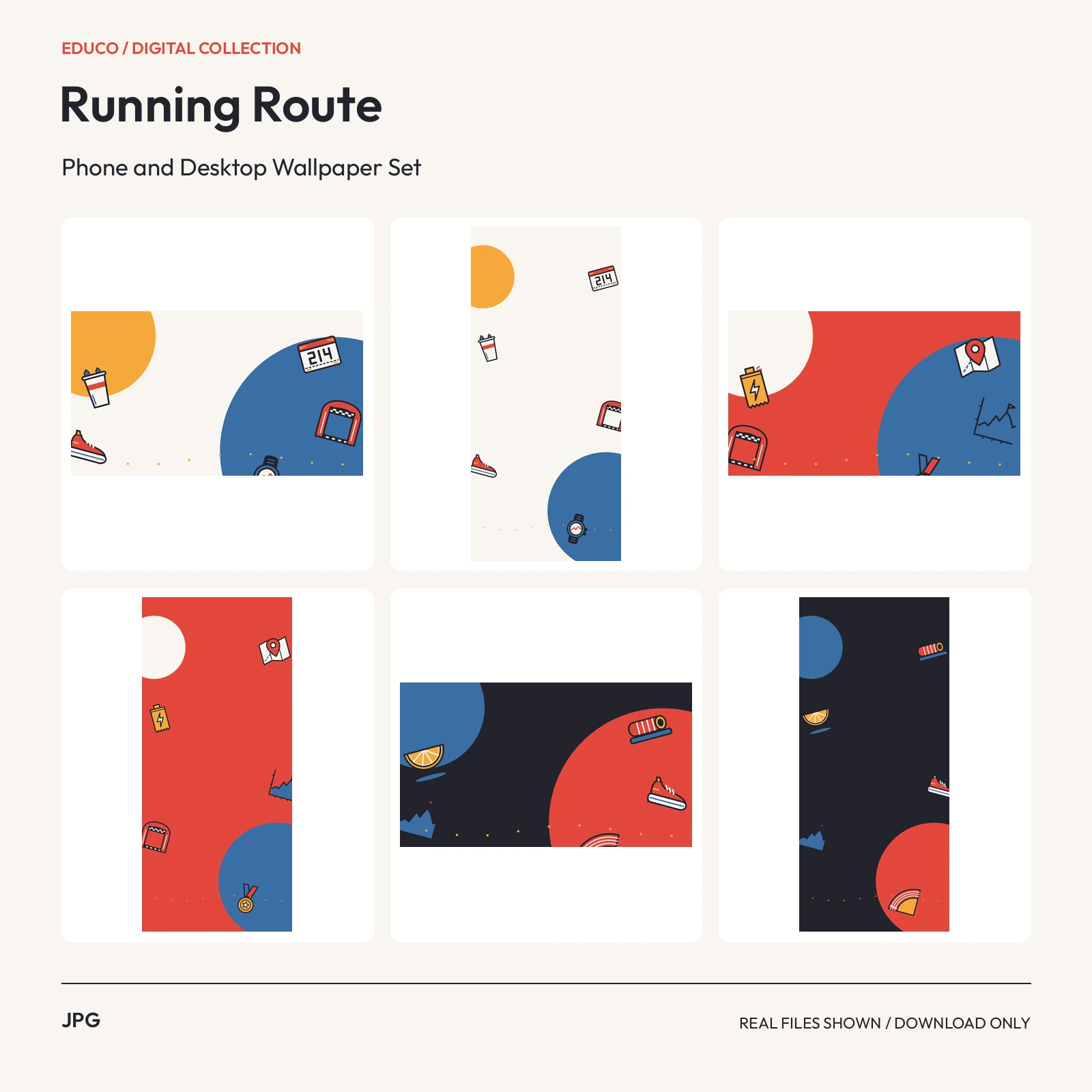 Running Route - Phone and Desktop Wallpaper Set preview