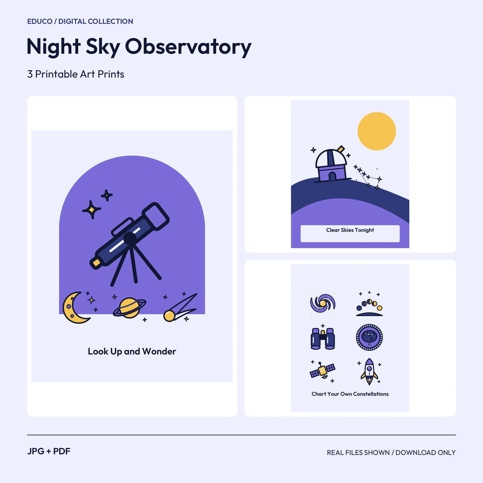 Night Sky Observatory - 3 Printable Art Prints preview