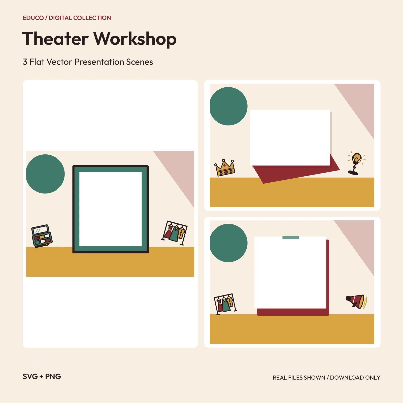 Theater Workshop - 3 Flat Vector Presentation Scenes preview