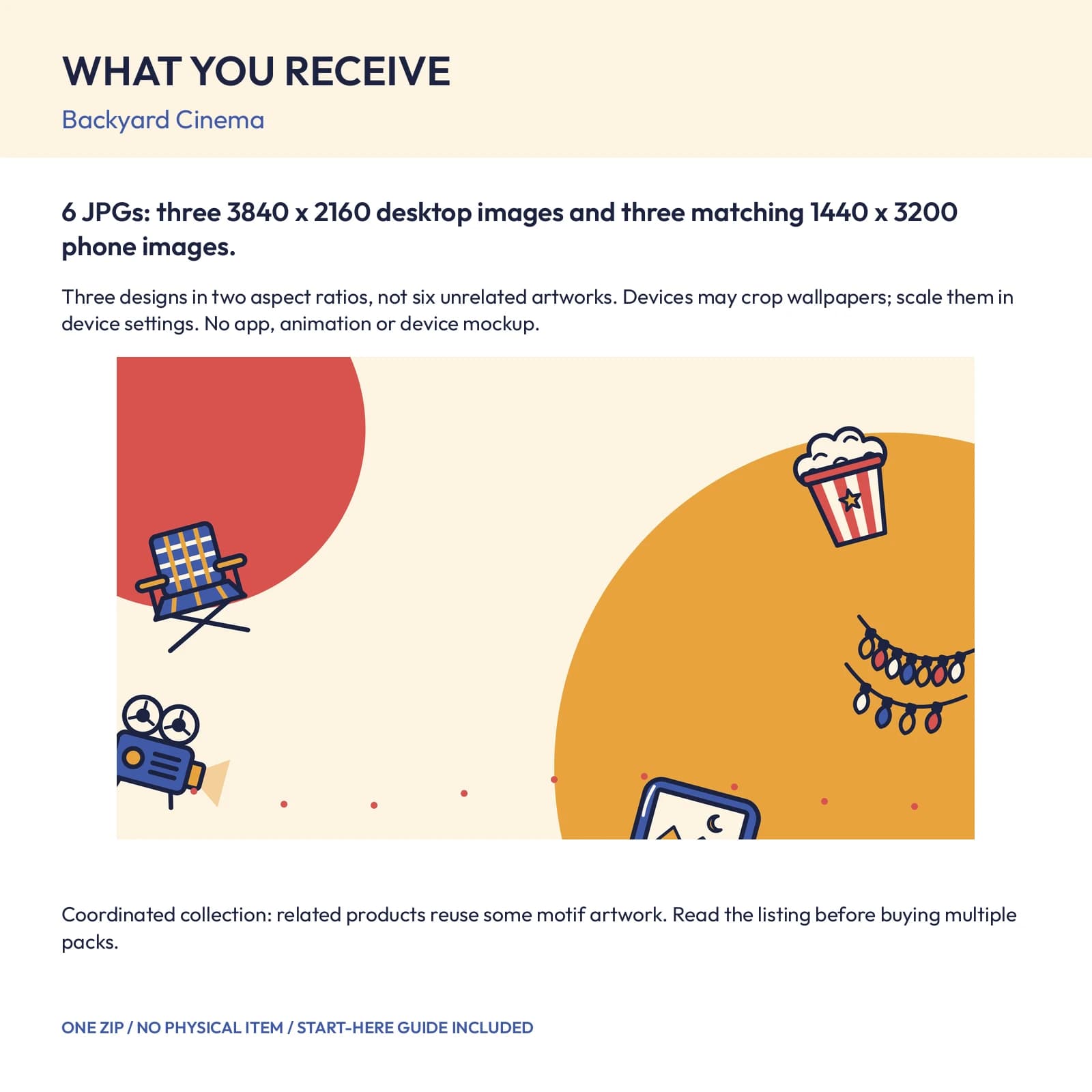 Backyard Cinema - Phone and Desktop Wallpaper Set, preview 2 of 2
