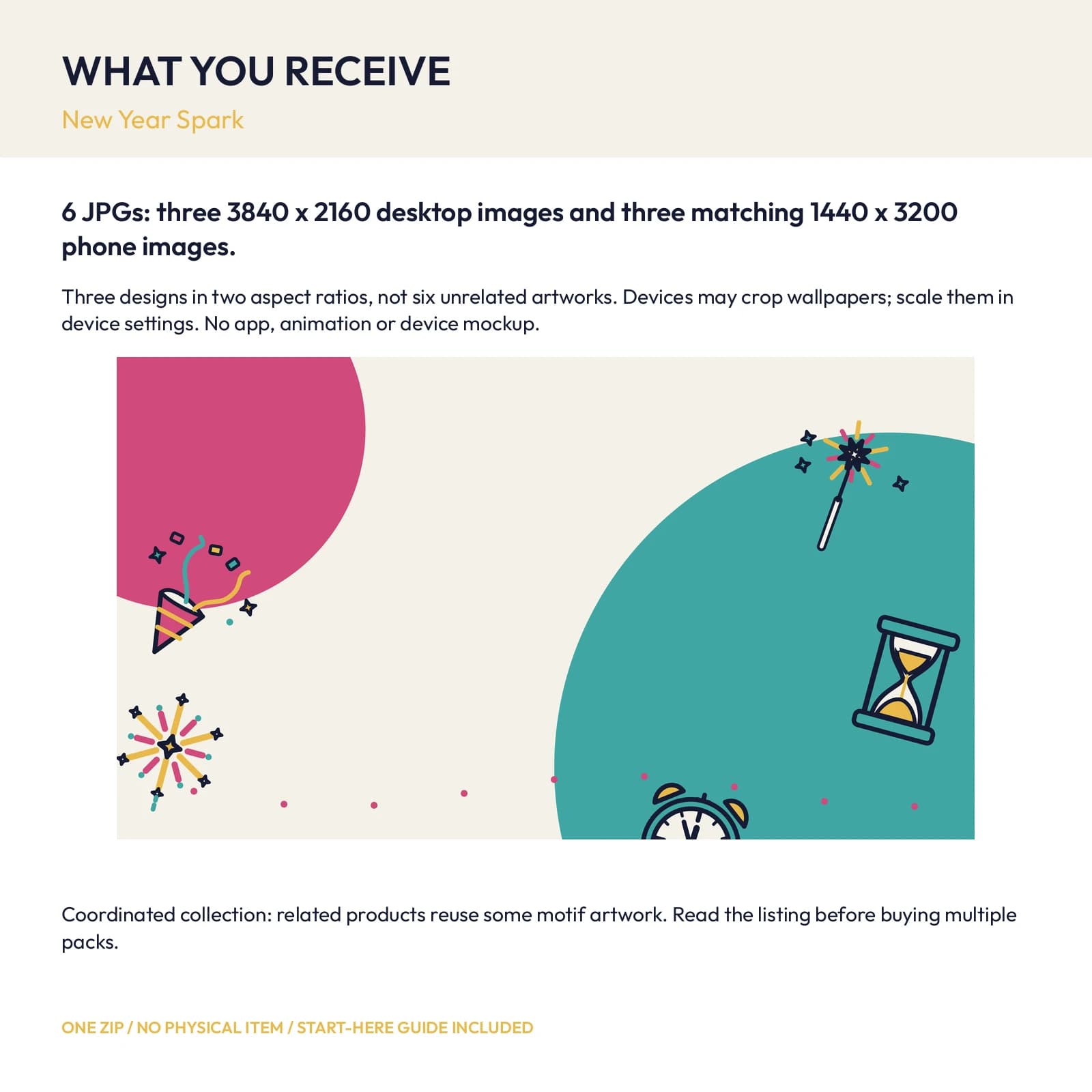 New Year Spark - Phone and Desktop Wallpaper Set, preview 2 of 2