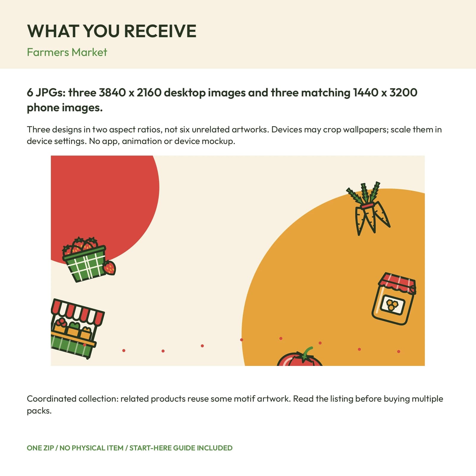 Farmers Market - Phone and Desktop Wallpaper Set, preview 2 of 2
