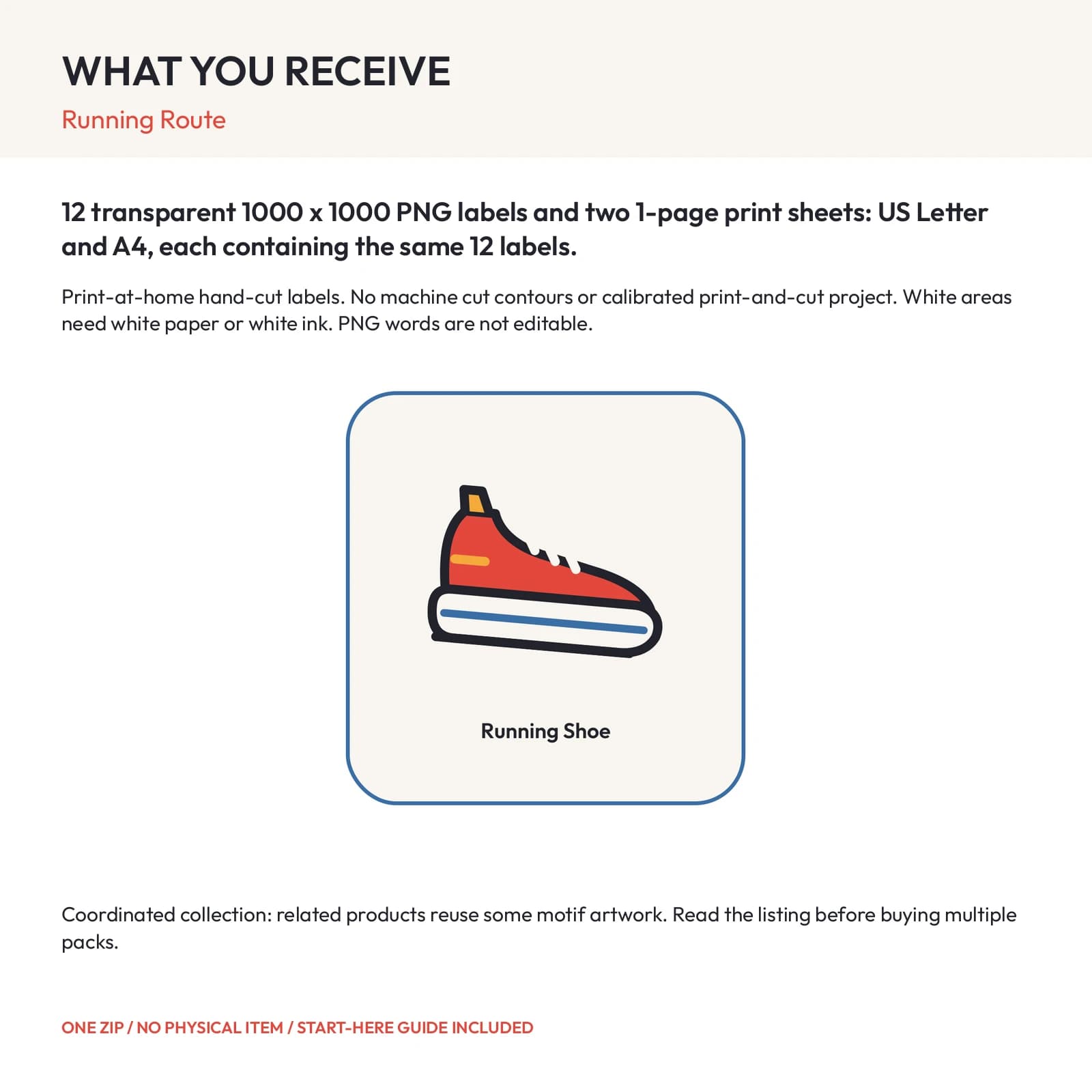 Running Route - 12 Illustrated Label Stickers, preview 2 of 2