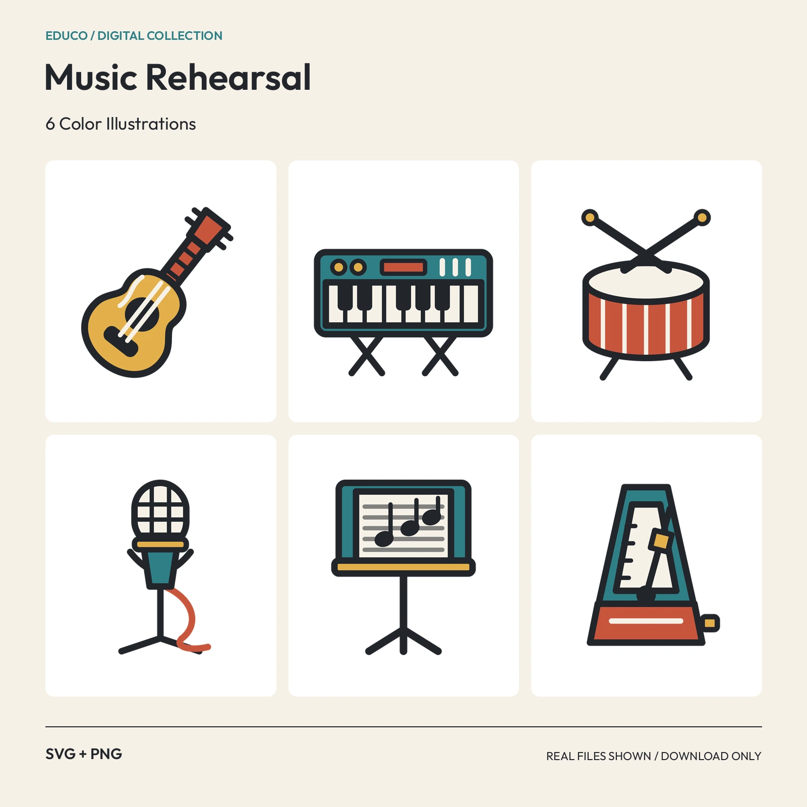 Music Rehearsal - 6 Color Illustrations, preview 1 of 2