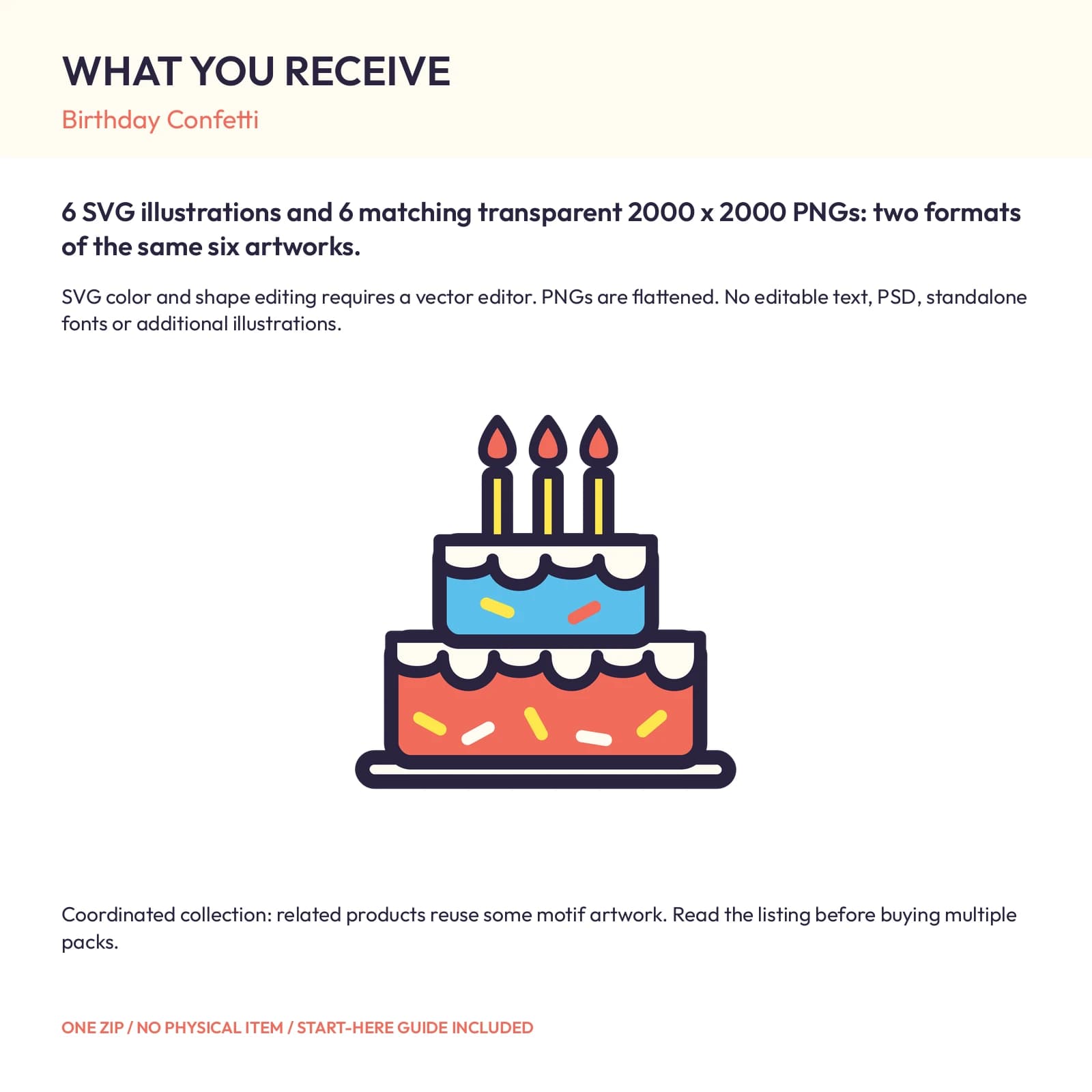 Birthday Confetti - 6 Color Illustrations, preview 2 of 2