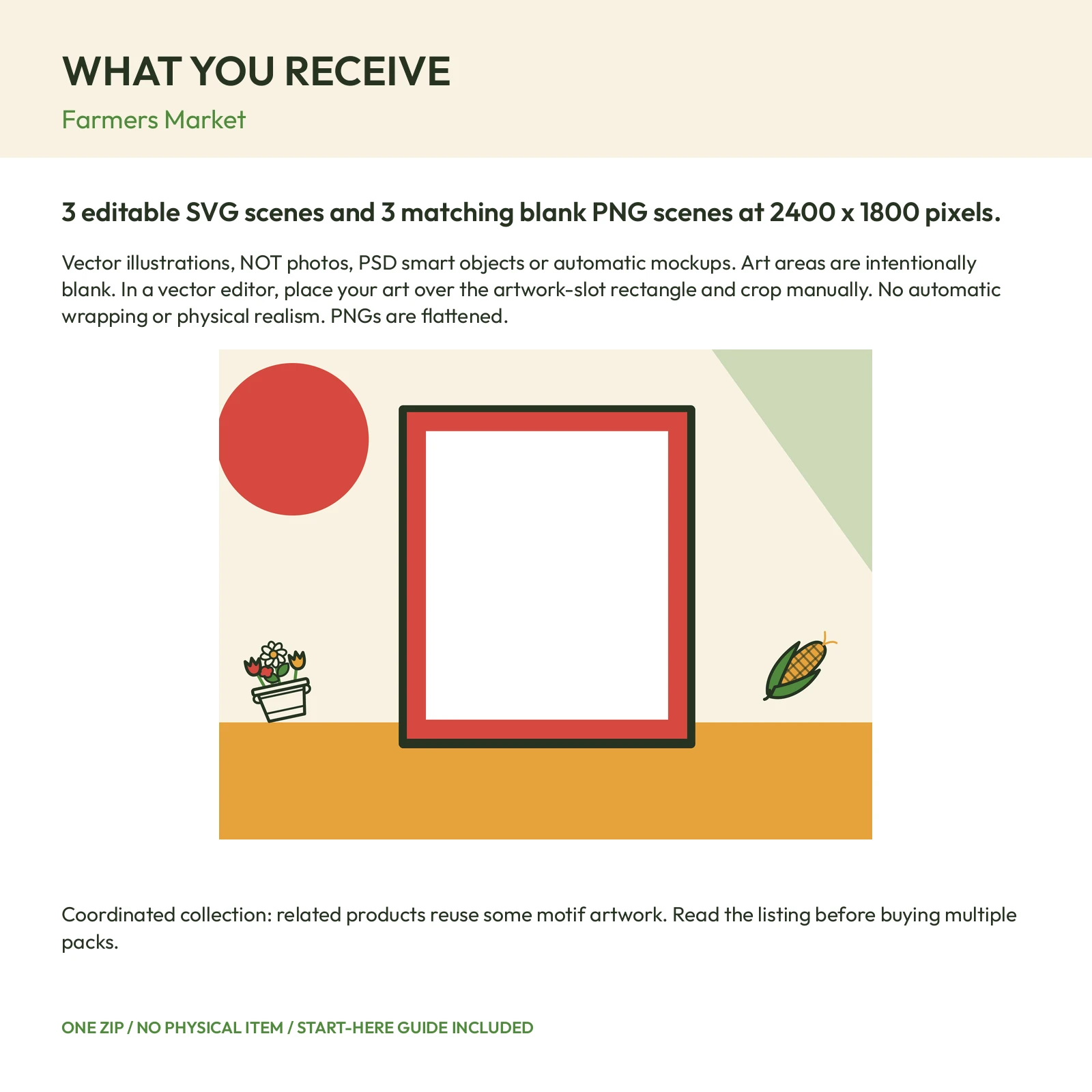 Farmers Market - 3 Flat Vector Presentation Scenes, preview 2 of 2