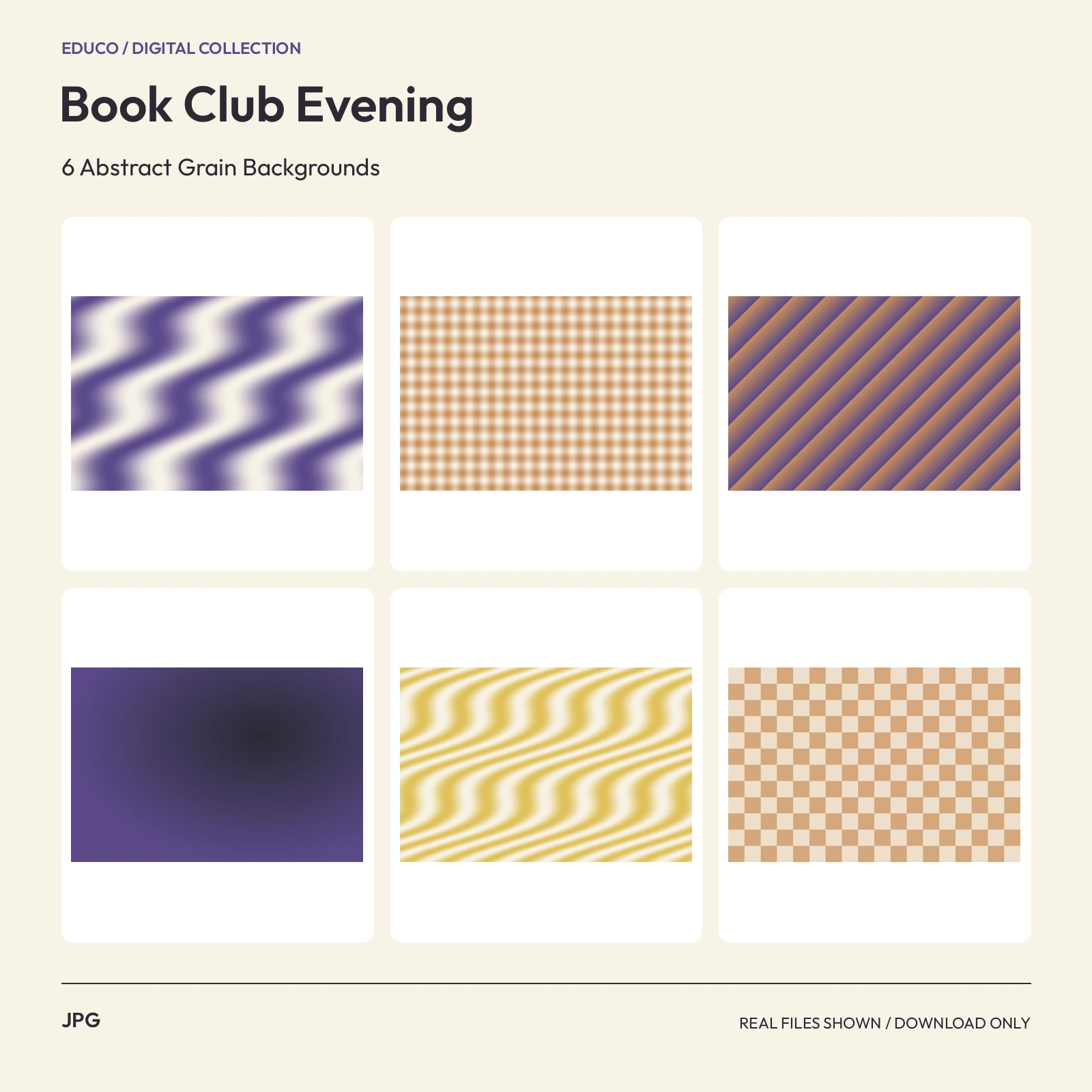 Book Club Evening - 6 Abstract Grain Backgrounds, preview 1 of 2