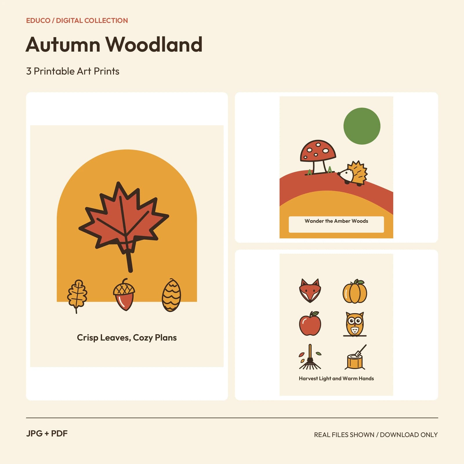 Autumn Woodland - 3 Printable Art Prints, preview 1 of 2