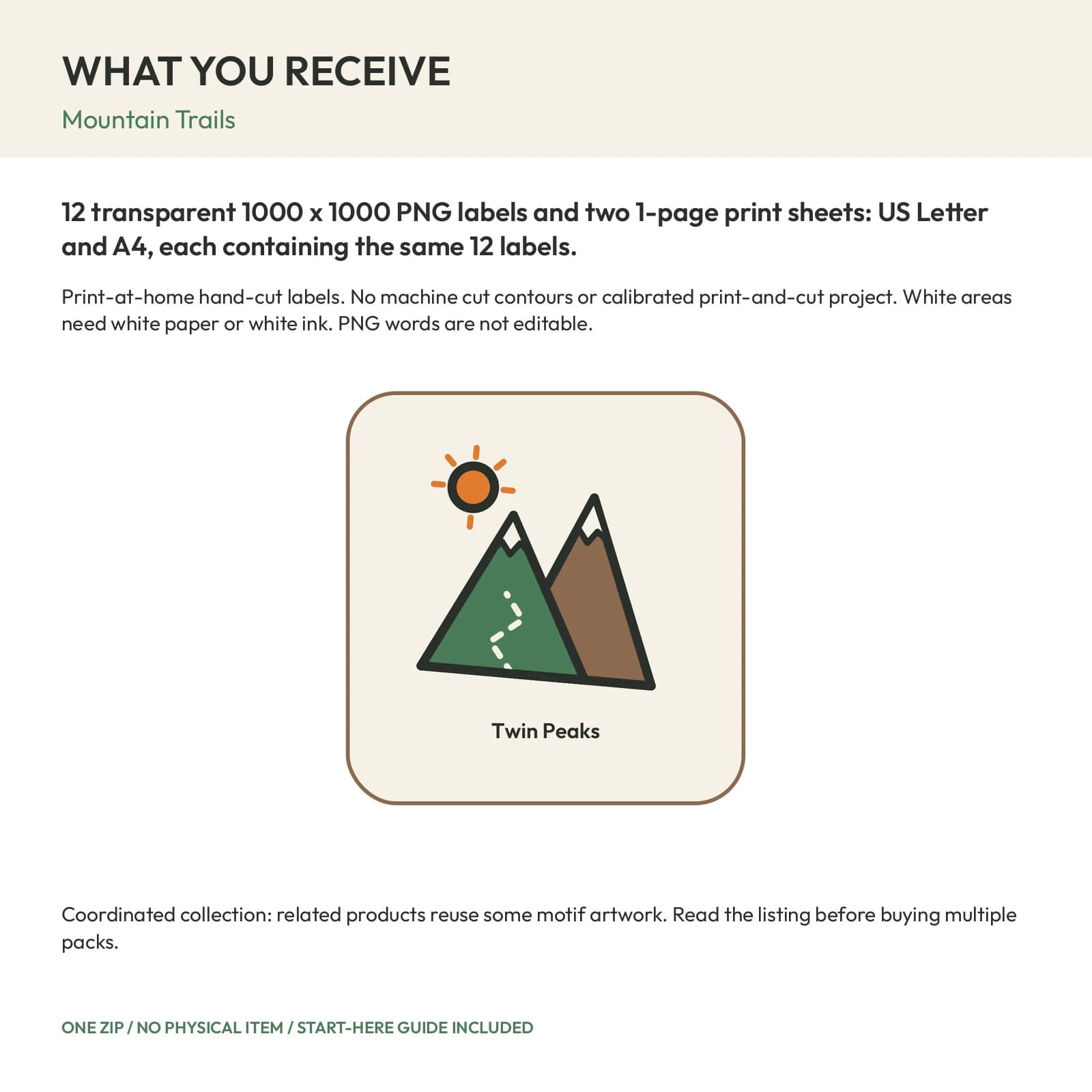 Mountain Trails - 12 Illustrated Label Stickers, preview 2 of 2