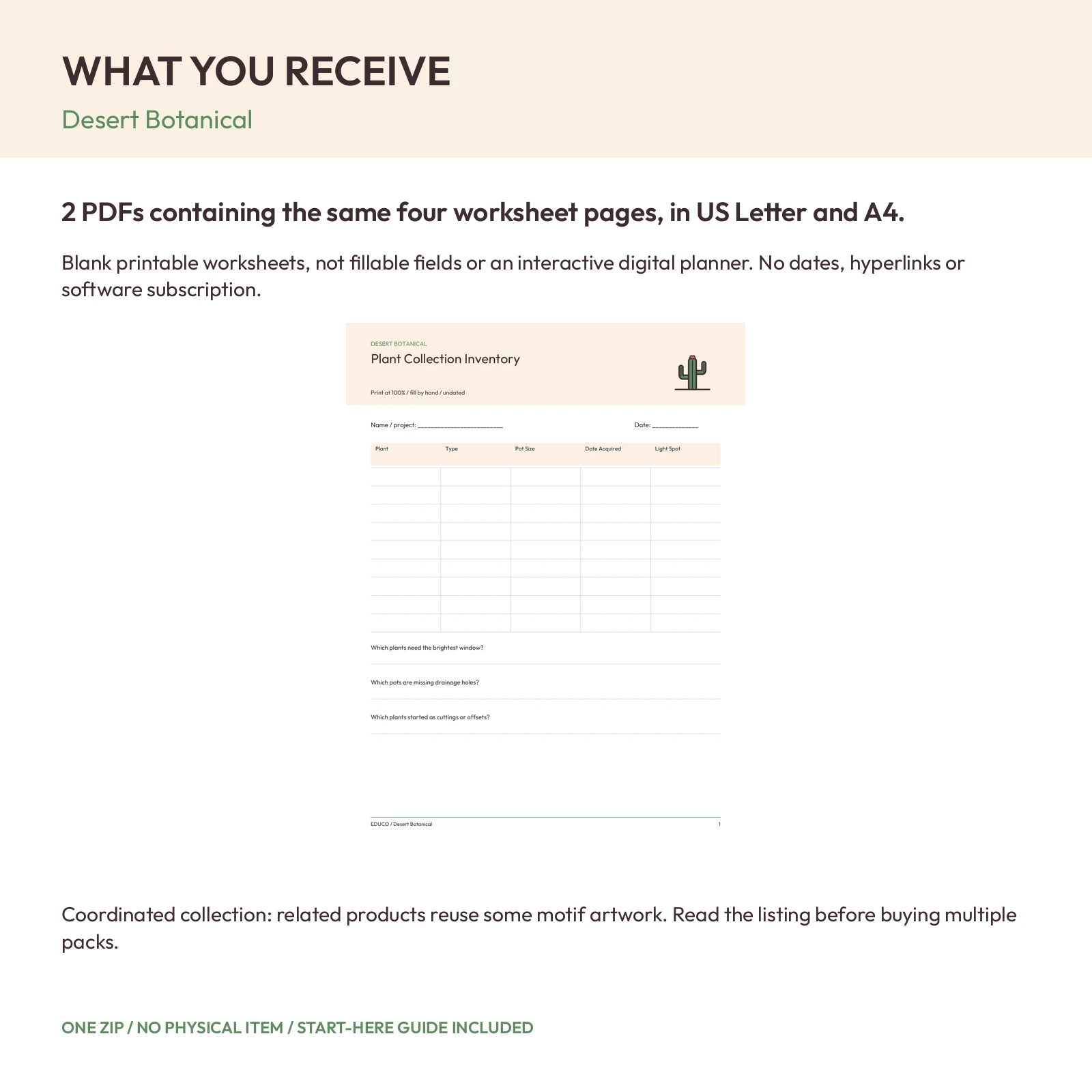 Desert Botanical - Succulent & Cactus Care Planner, preview 2 of 2