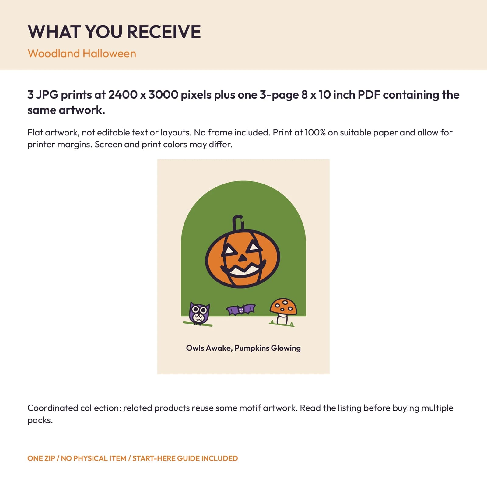 Woodland Halloween - 3 Printable Art Prints, preview 2 of 2