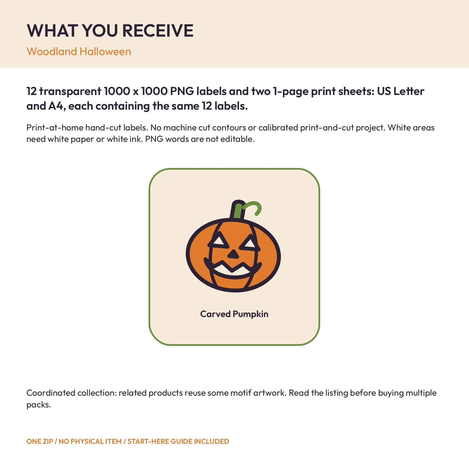 Woodland Halloween - 12 Illustrated Label Stickers, preview 2 of 2