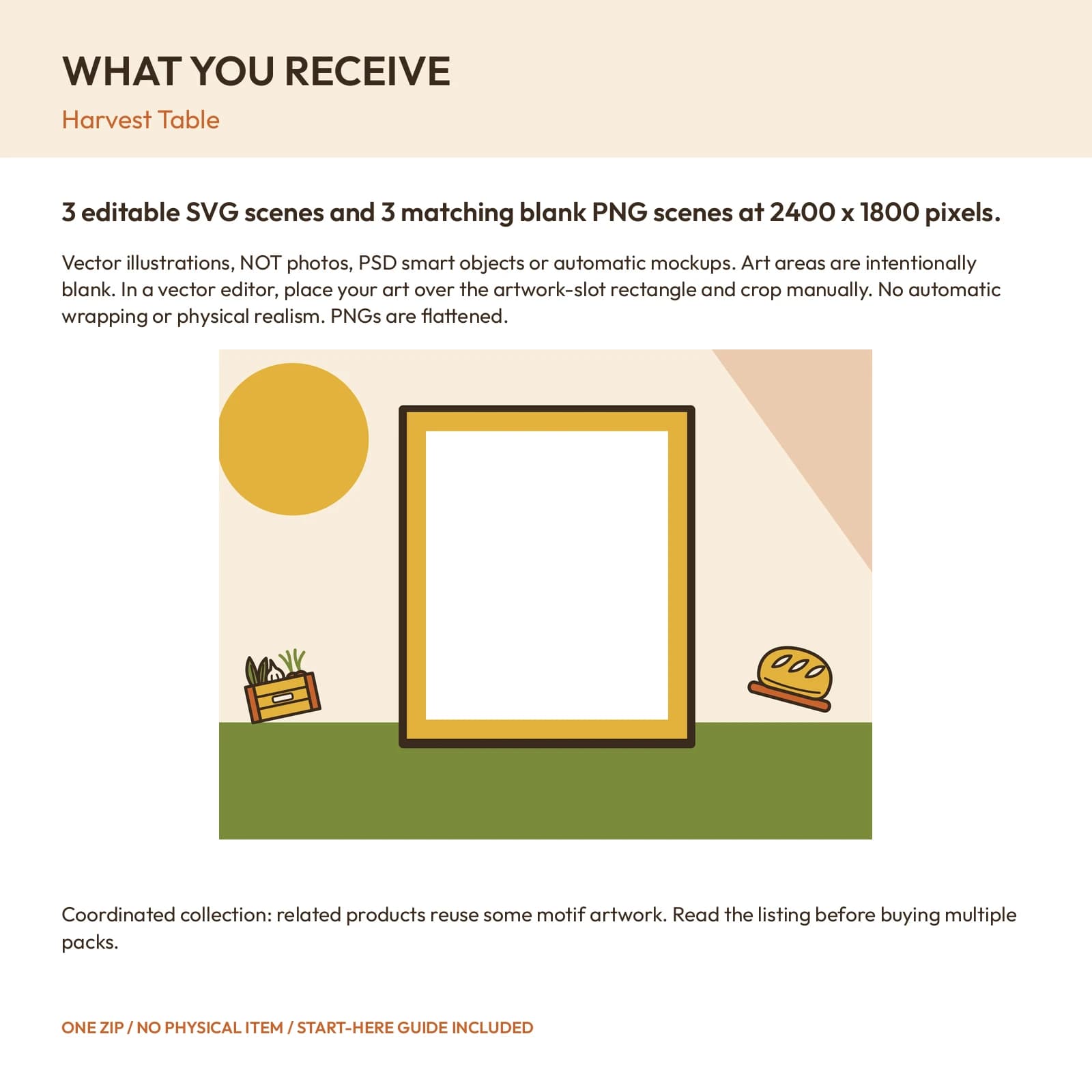 Harvest Table - 3 Flat Vector Presentation Scenes, preview 2 of 2