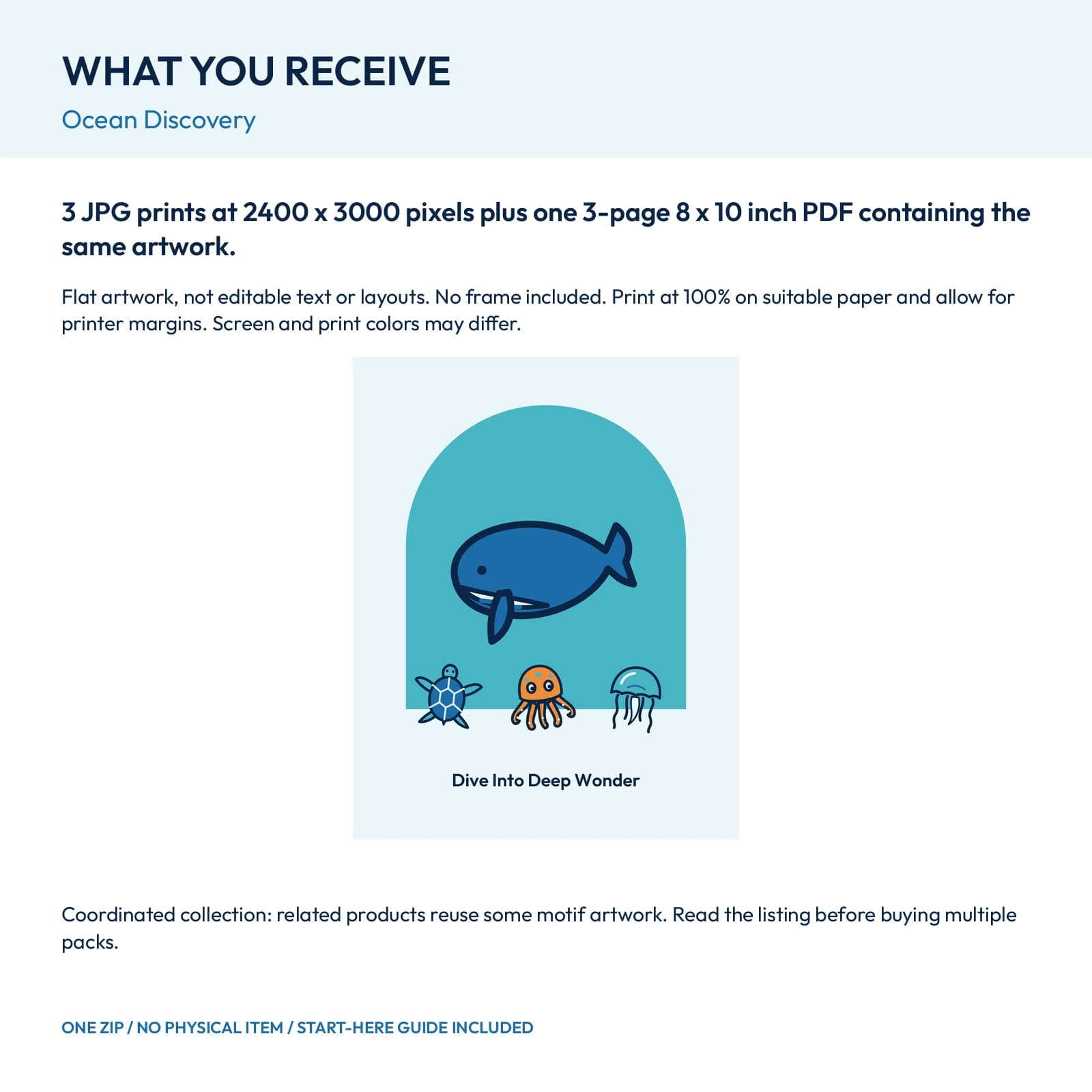 Ocean Discovery - 3 Printable Art Prints, preview 2 of 2