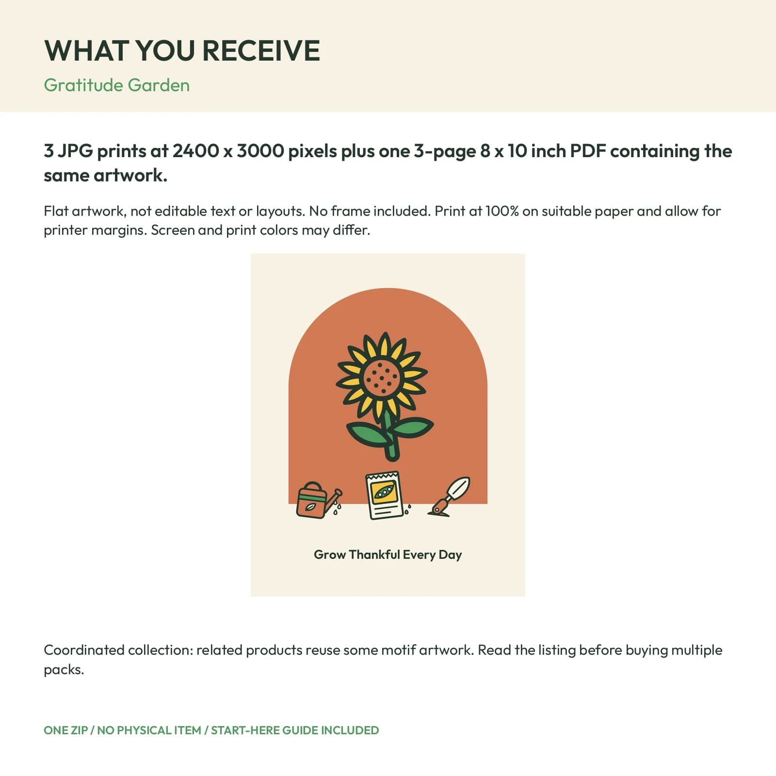 Gratitude Garden - 3 Printable Art Prints, preview 2 of 2