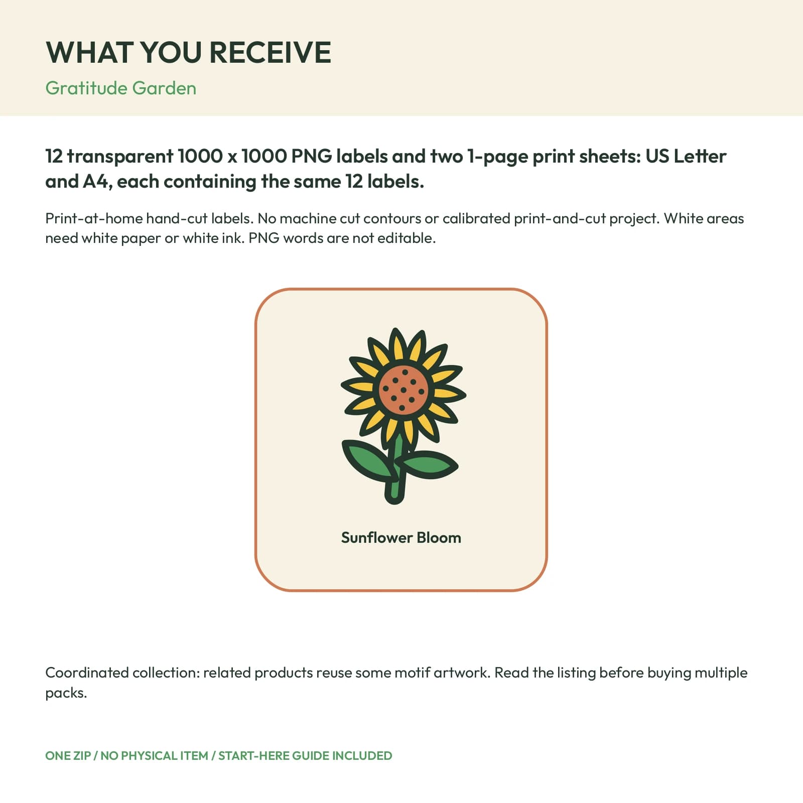 Gratitude Garden - 12 Illustrated Label Stickers, preview 2 of 2