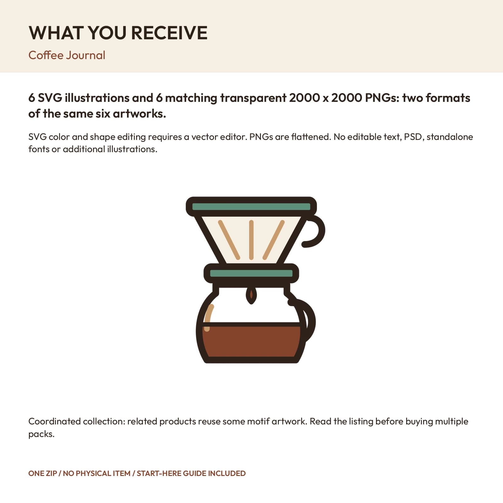 Coffee Journal - 6 Color Illustrations, preview 2 of 2