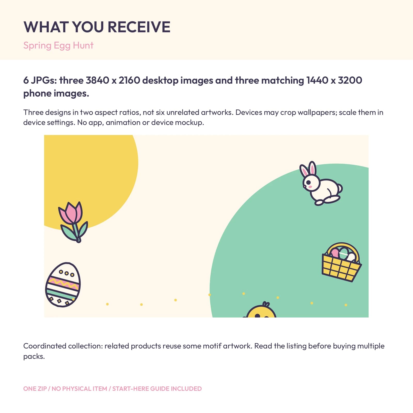 Spring Egg Hunt - Phone and Desktop Wallpaper Set, preview 2 of 2
