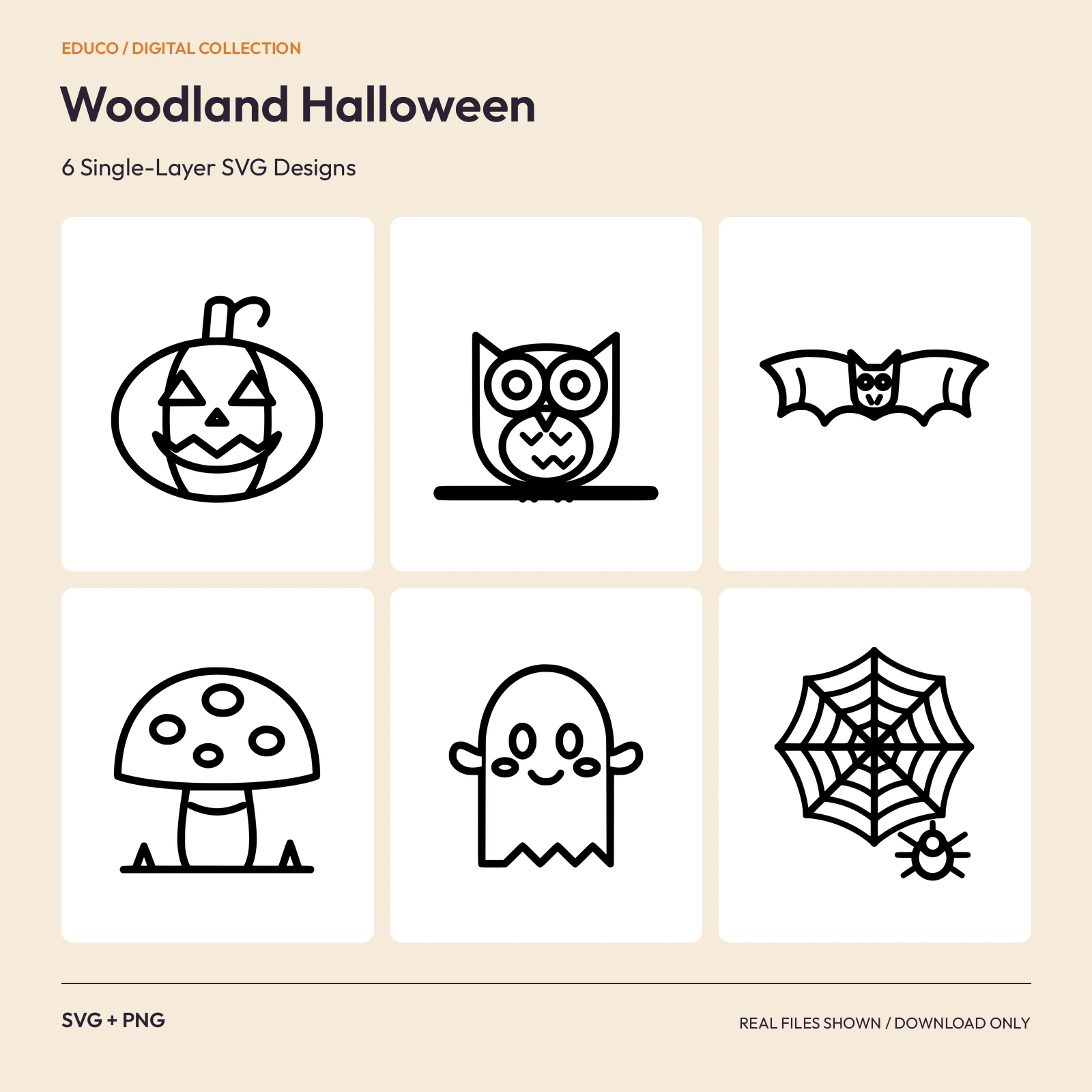 Woodland Halloween - 6 Single-Layer SVG Designs, preview 1 of 2