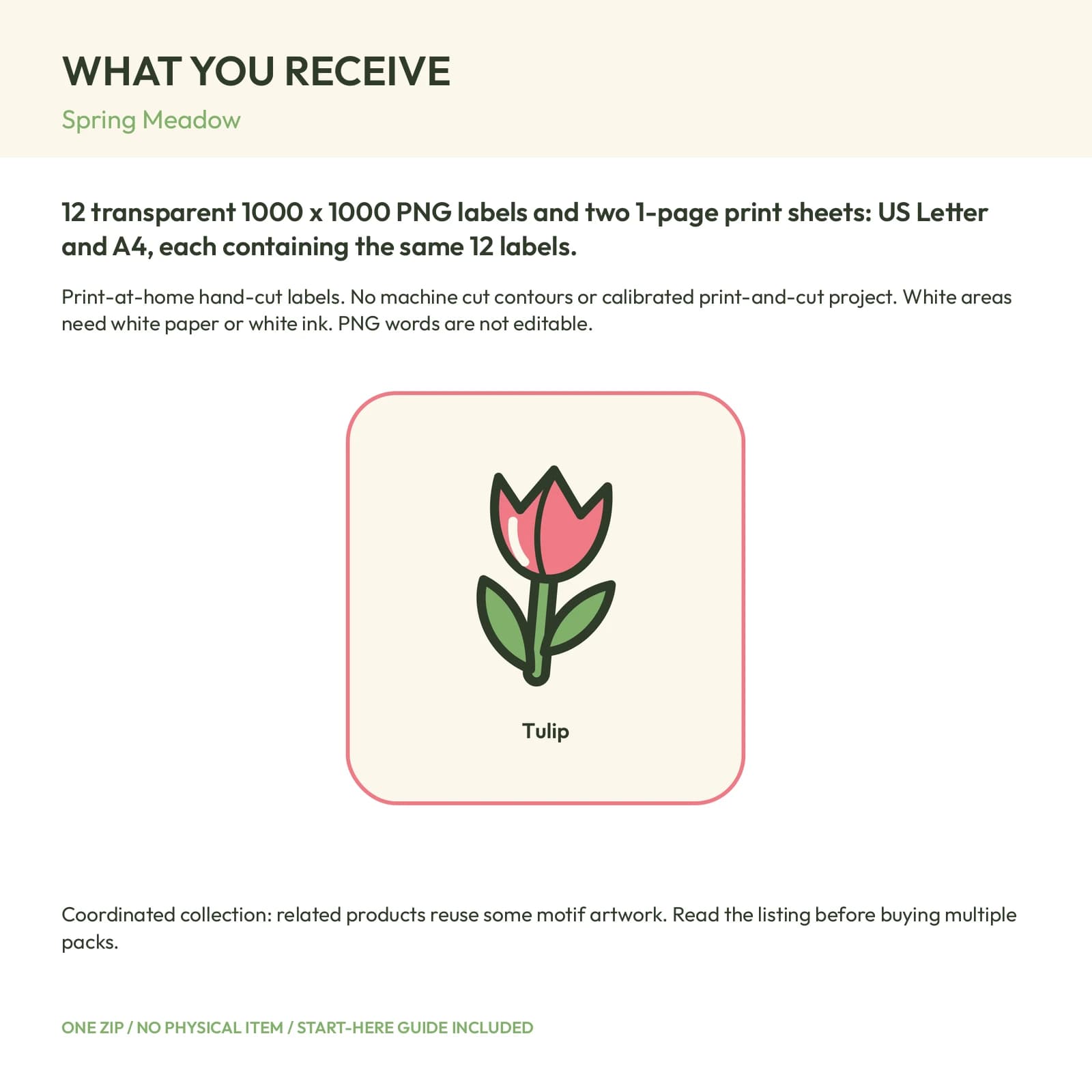 Spring Meadow - 12 Illustrated Label Stickers, preview 2 of 2