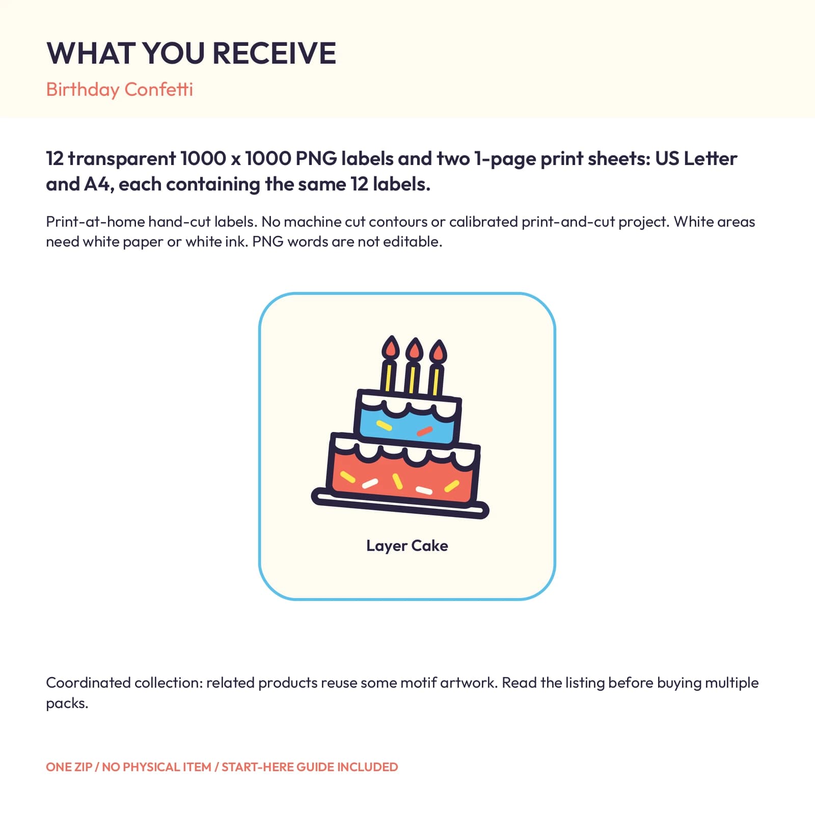 Birthday Confetti - 12 Illustrated Label Stickers, preview 2 of 2
