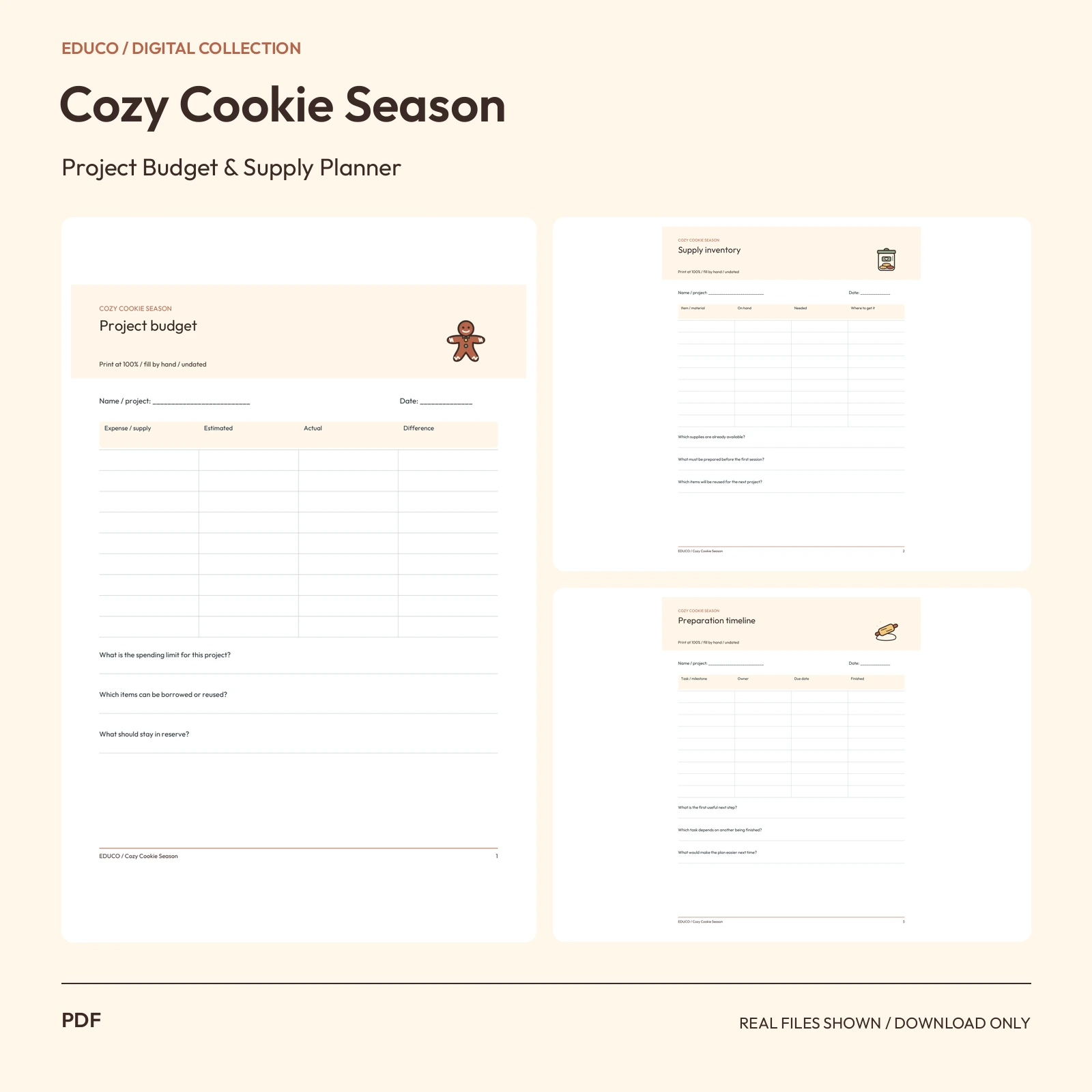 Cozy Cookie Season - Project Budget and Supply Planner, preview 1 of 2