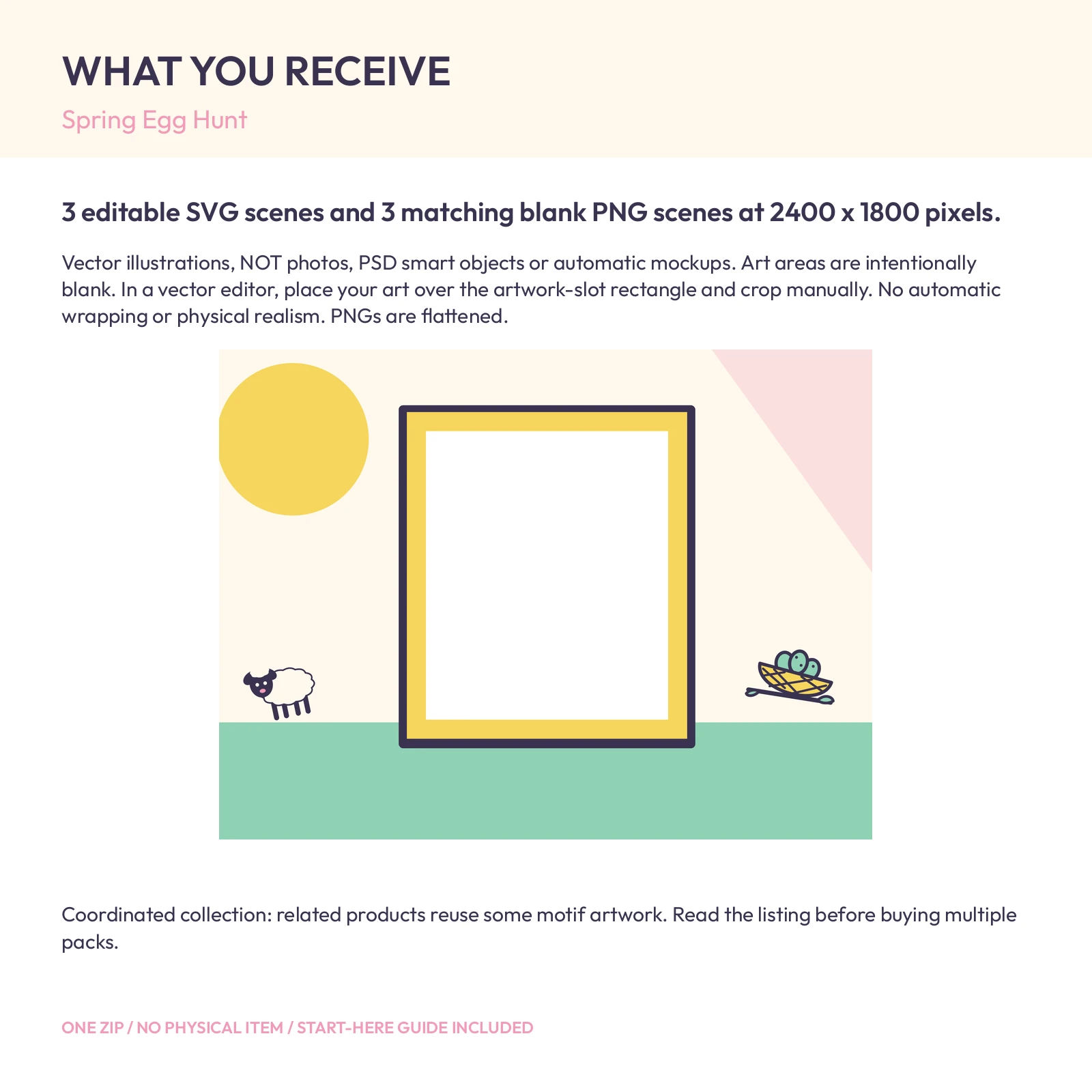 Spring Egg Hunt - 3 Flat Vector Presentation Scenes, preview 2 of 2