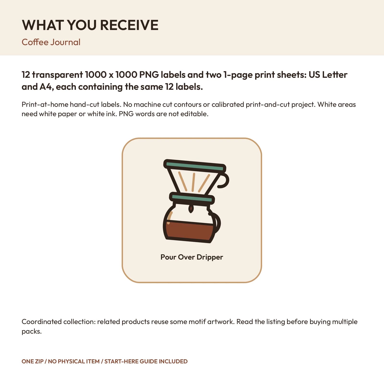 Coffee Journal - 12 Illustrated Label Stickers, preview 2 of 2