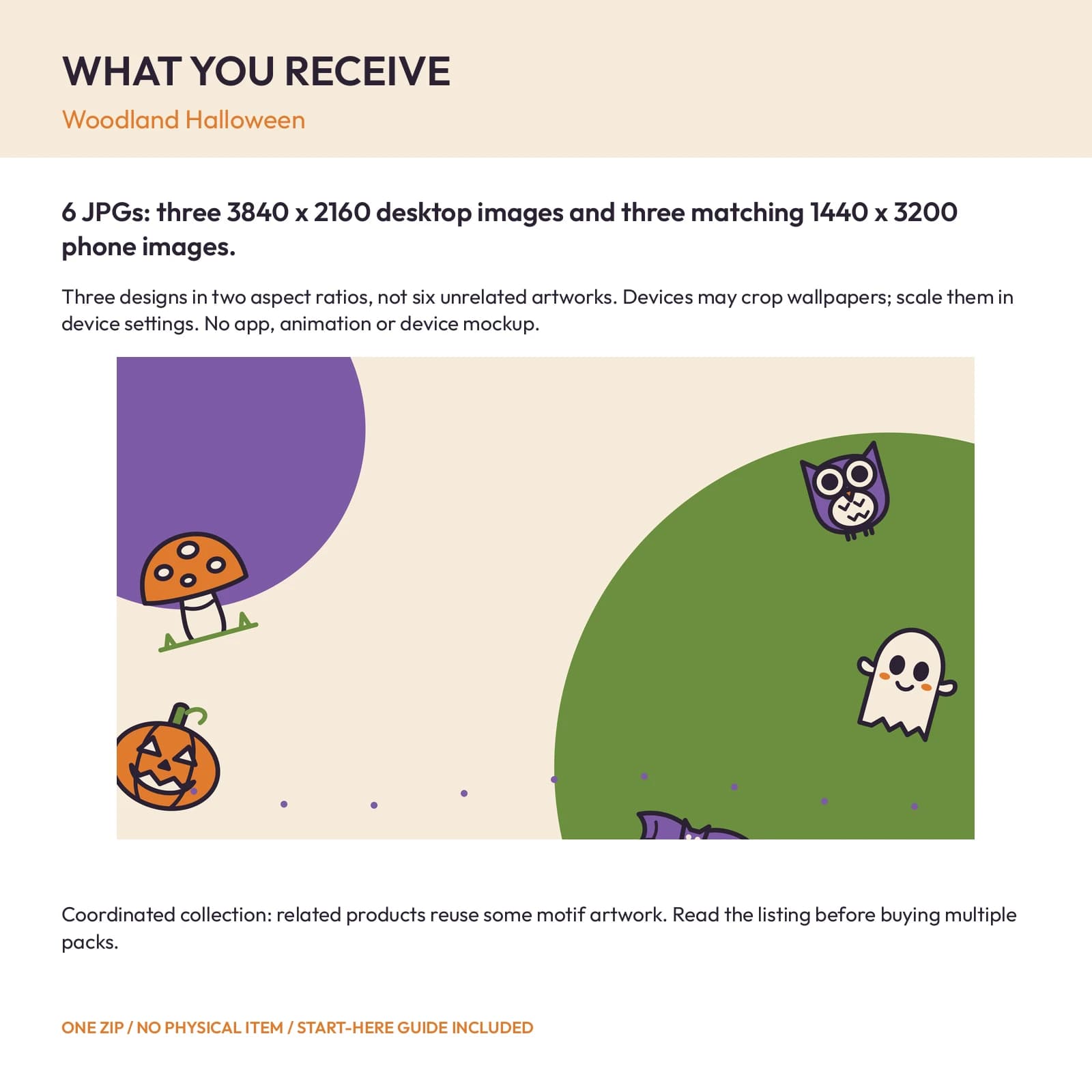 Woodland Halloween - Phone and Desktop Wallpaper Set, preview 2 of 2